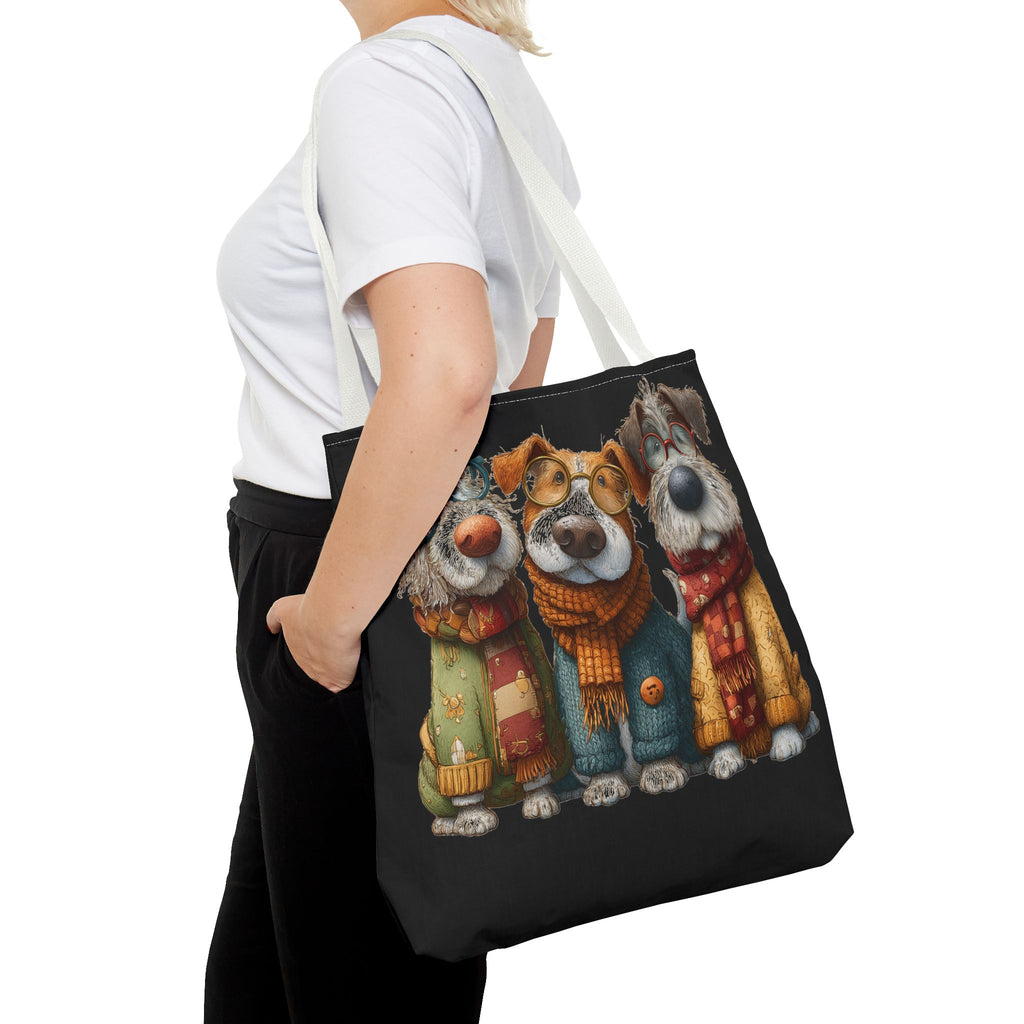 Three Cozy Dogs Tote Bag | Cute Winter Dogs Illustration