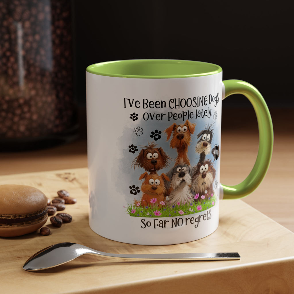 Choosing Dogs Over People Mug | Funny Cute Cartoon Dogs, 11oz 15oz Accent Coffee Mug