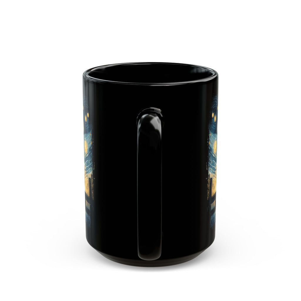 Starry Night Cat mug | Black Ceramic Coffee Cup