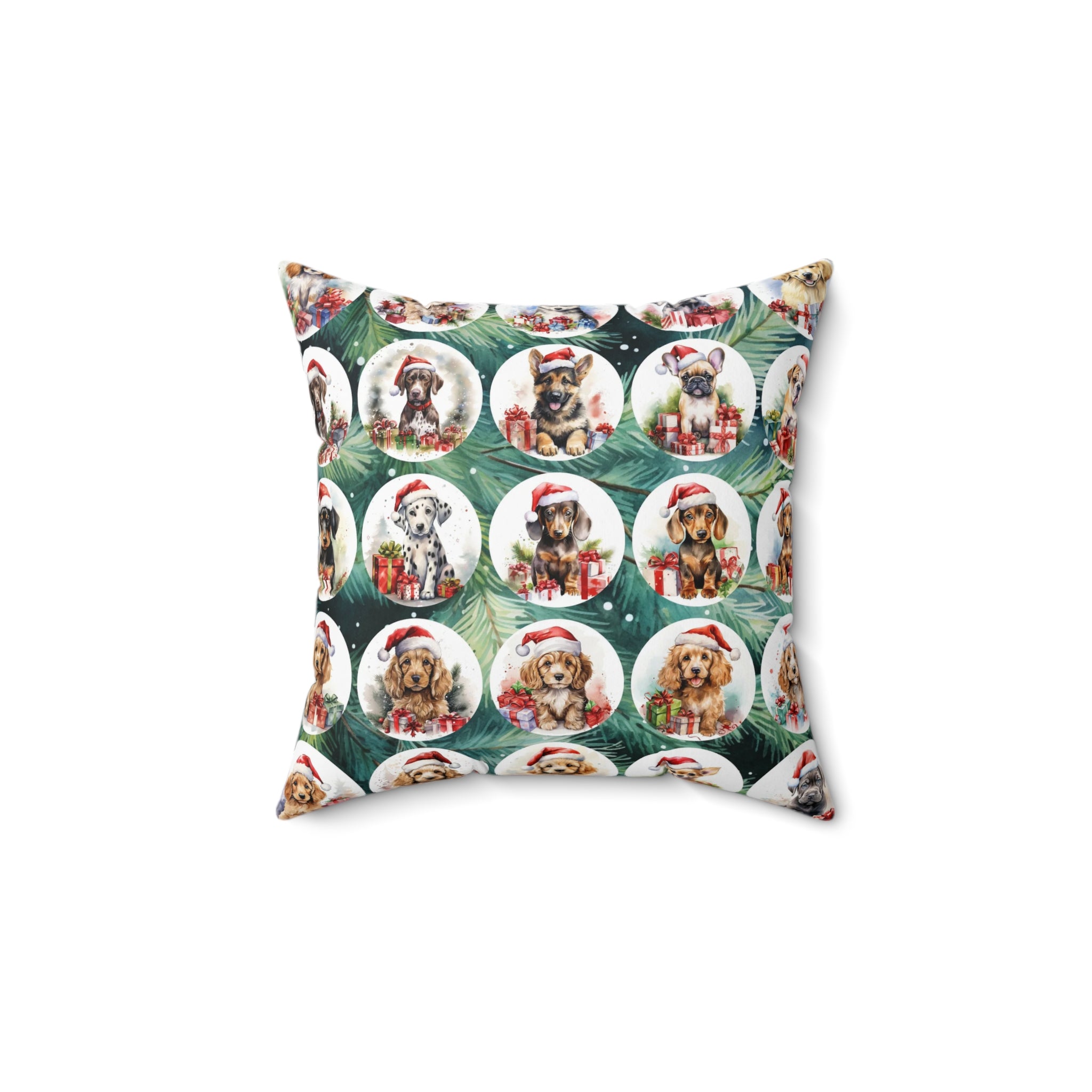 Christmas Puppy Ornaments pillow | Square Pillow, Holiday Dogs Pattern