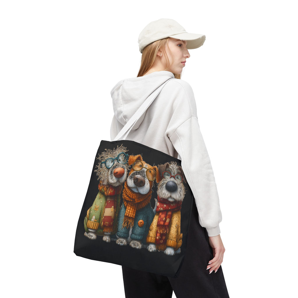 Three Cozy Dogs Tote Bag | Cute Winter Dogs Illustration