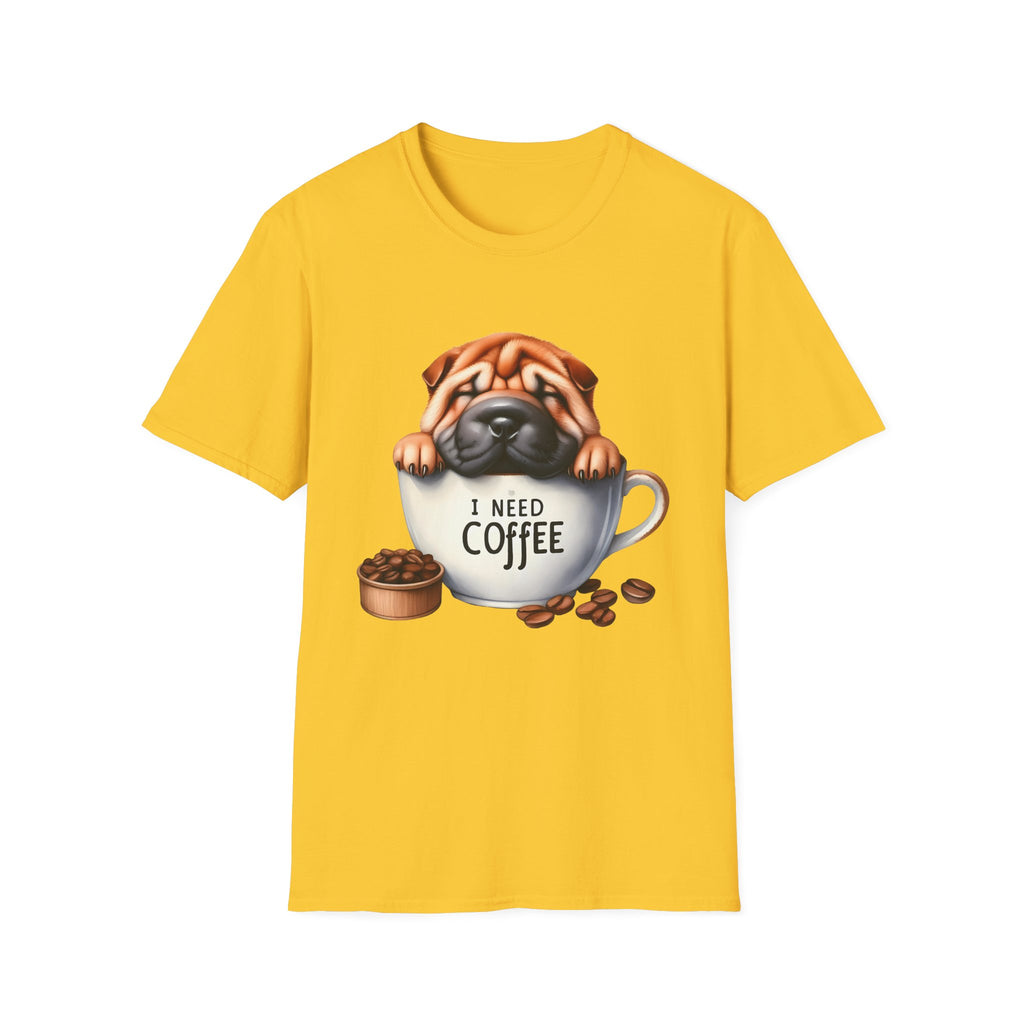 Pug in Coffee Cup T-Shirt | I Need Coffee Puppy Tee