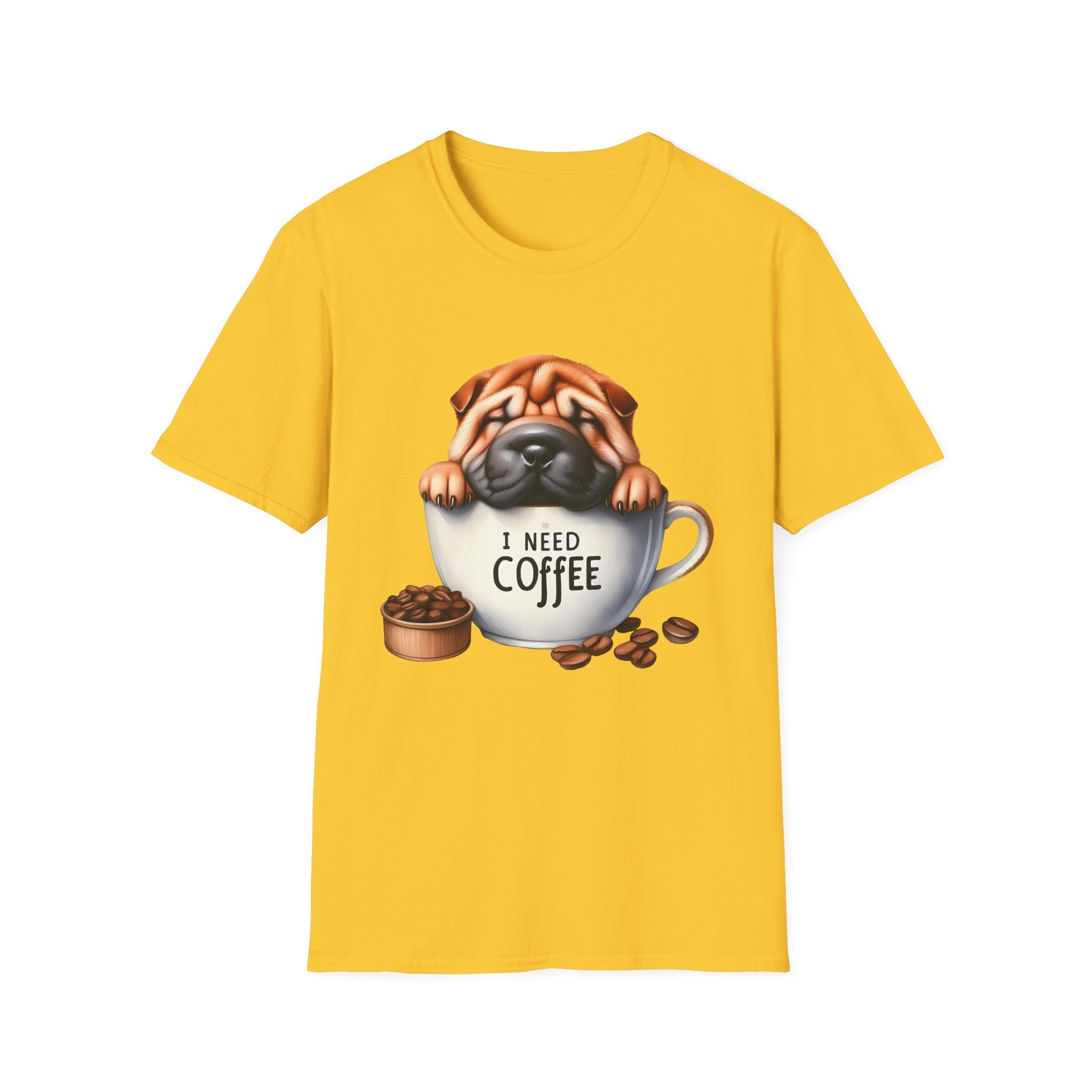 Pug in Coffee Cup T-Shirt | I Need Coffee Puppy Tee