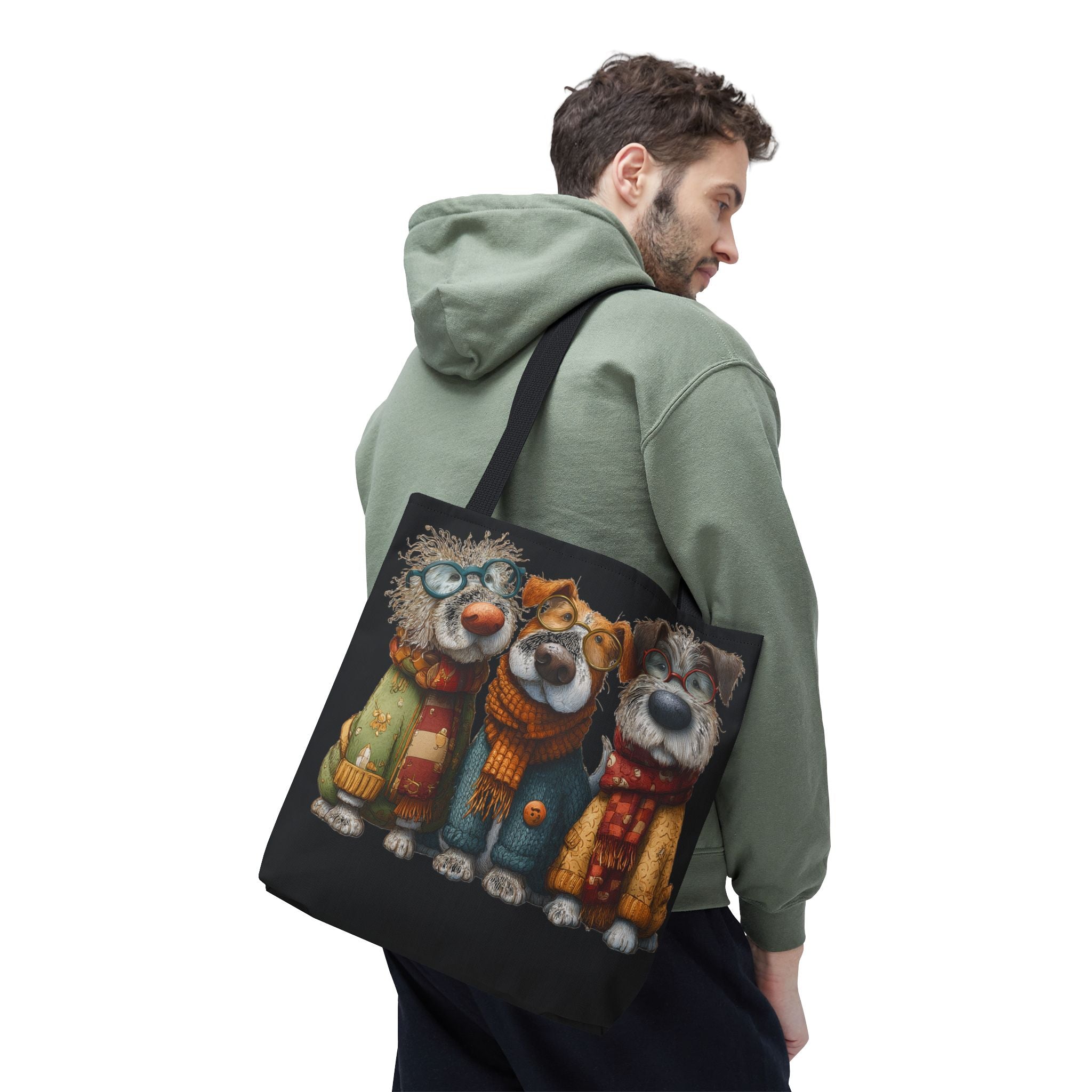 Three Cozy Dogs Tote Bag | Cute Winter Dogs Illustration