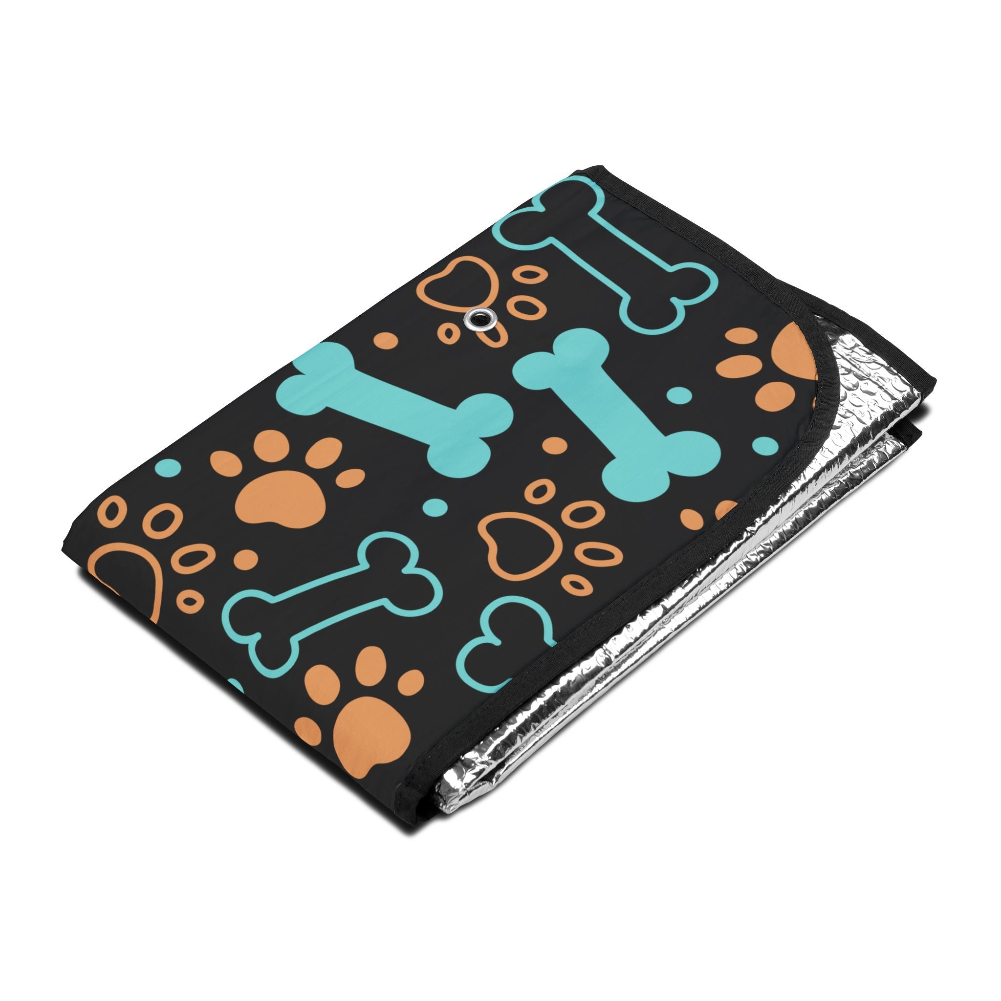 Dog Bone and Paw Print Car Sun Shade | Pet Pattern Windshield Cover
