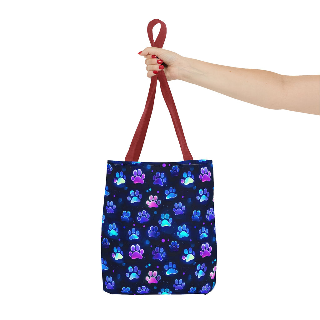Neon Paw Print Tote | Colorful Cat Dog Paw Pattern All Over Print