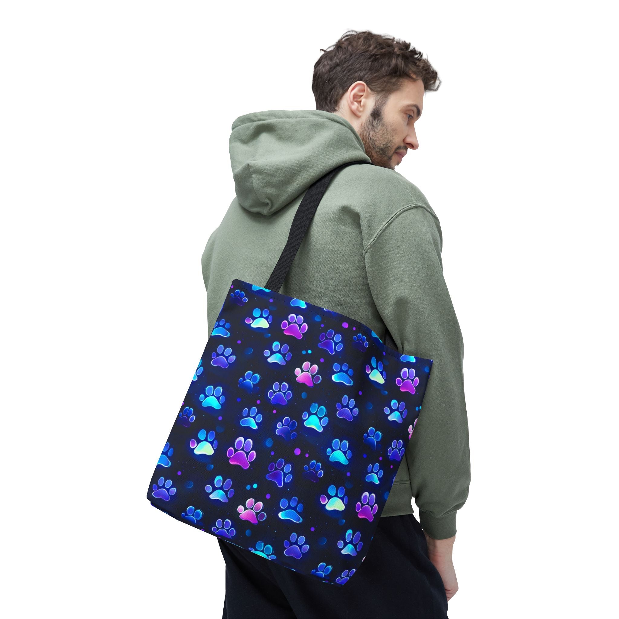 Neon Paw Print Tote | Colorful Cat Dog Paw Pattern All Over Print