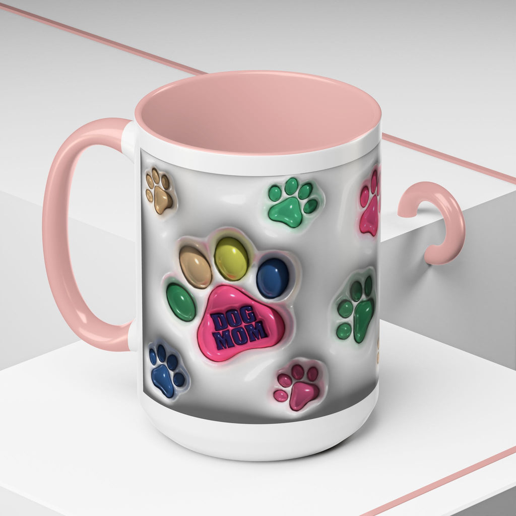 Colorful Paw Print Dog Mom Mug | Accent Coffee Mug