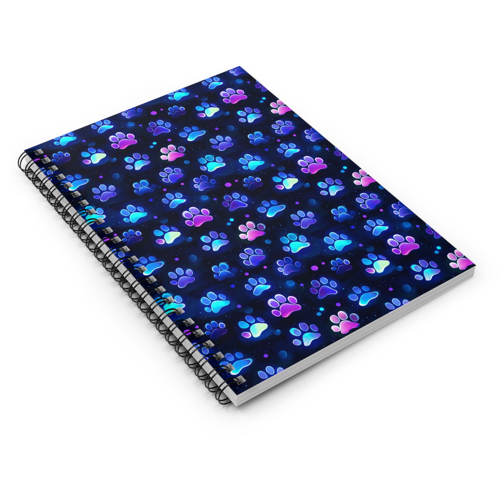 Colorful Paw Prints Spiral Notebook | Ruled Line