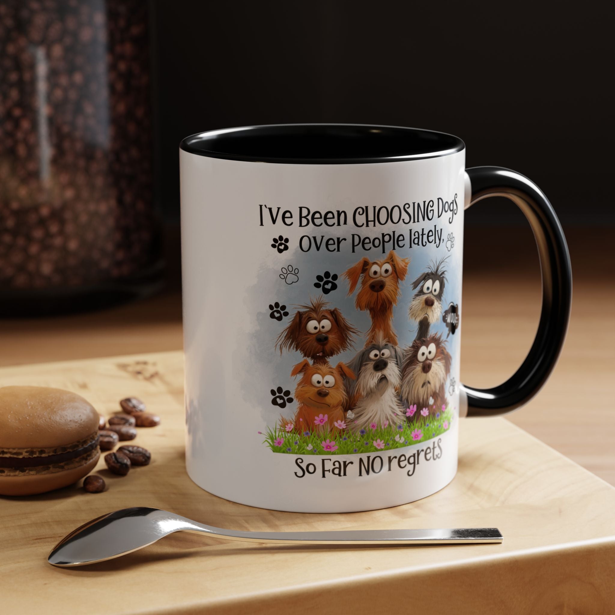 Choosing Dogs Over People Mug | Funny Cute Cartoon Dogs, 11oz 15oz Accent Coffee Mug