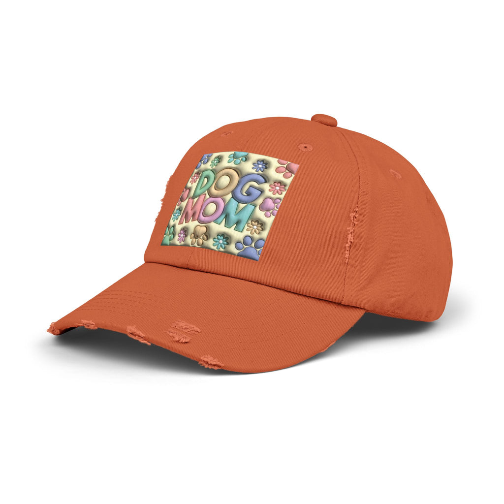 Dog Mom pastel paw print Hat | Distressed Dad Cap