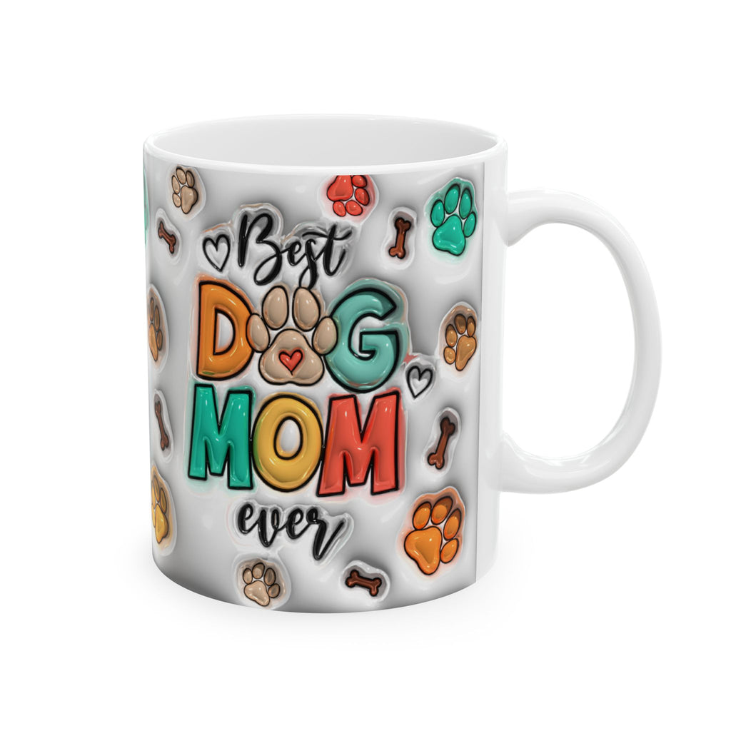 Best Dog Mom mug | Paw Print Pattern Ceramic Mug, 11oz or 15oz