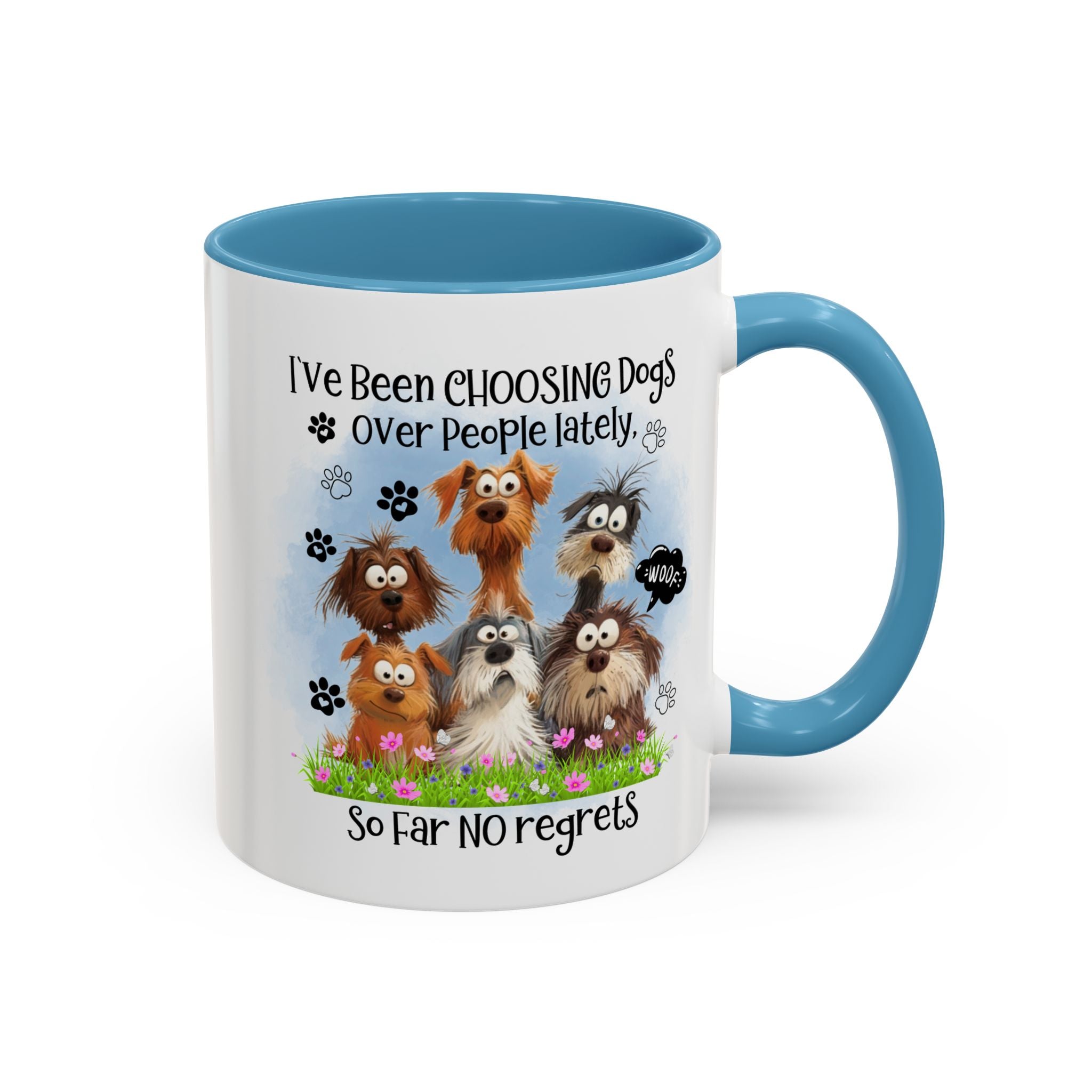 Choosing Dogs Over People Mug | Funny Cute Cartoon Dogs, 11oz 15oz Accent Coffee Mug
