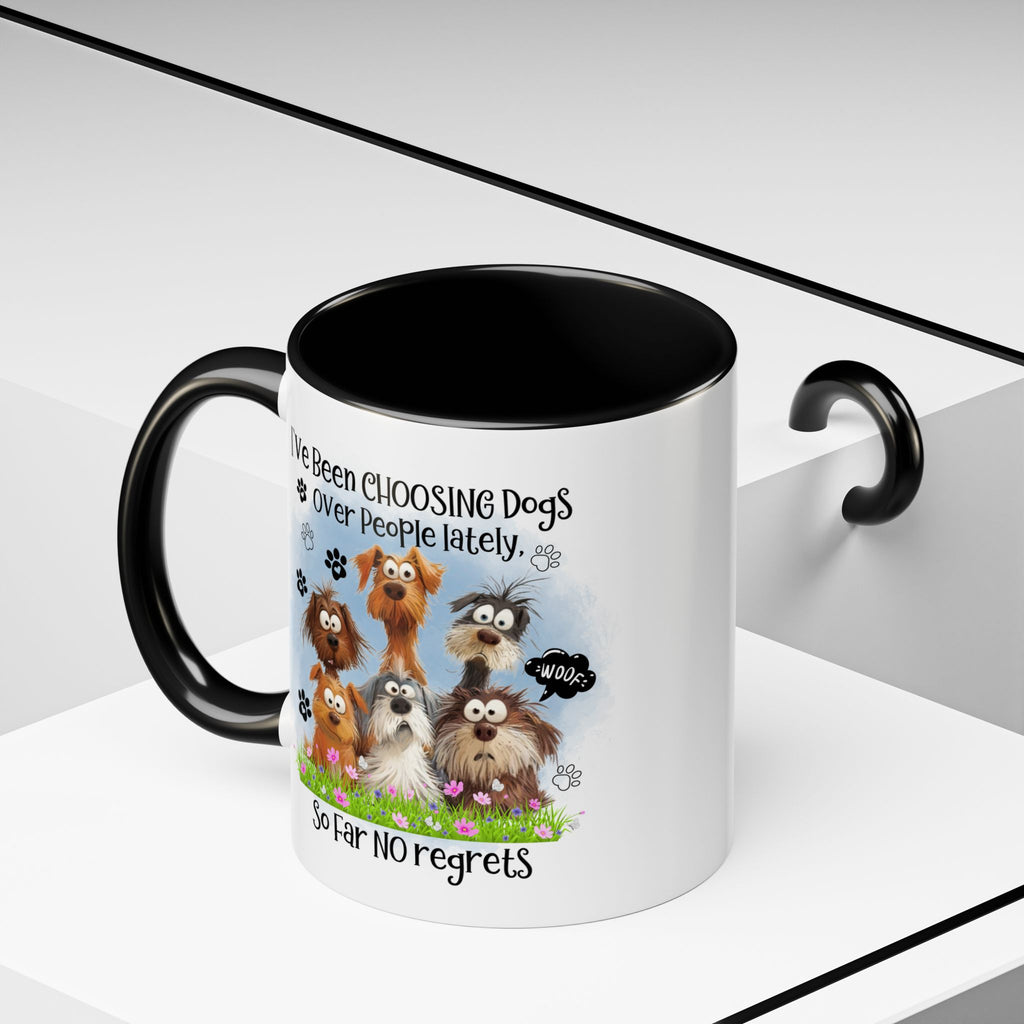 Choosing Dogs Over People Mug | Funny Cute Cartoon Dogs, 11oz 15oz Accent Coffee Mug