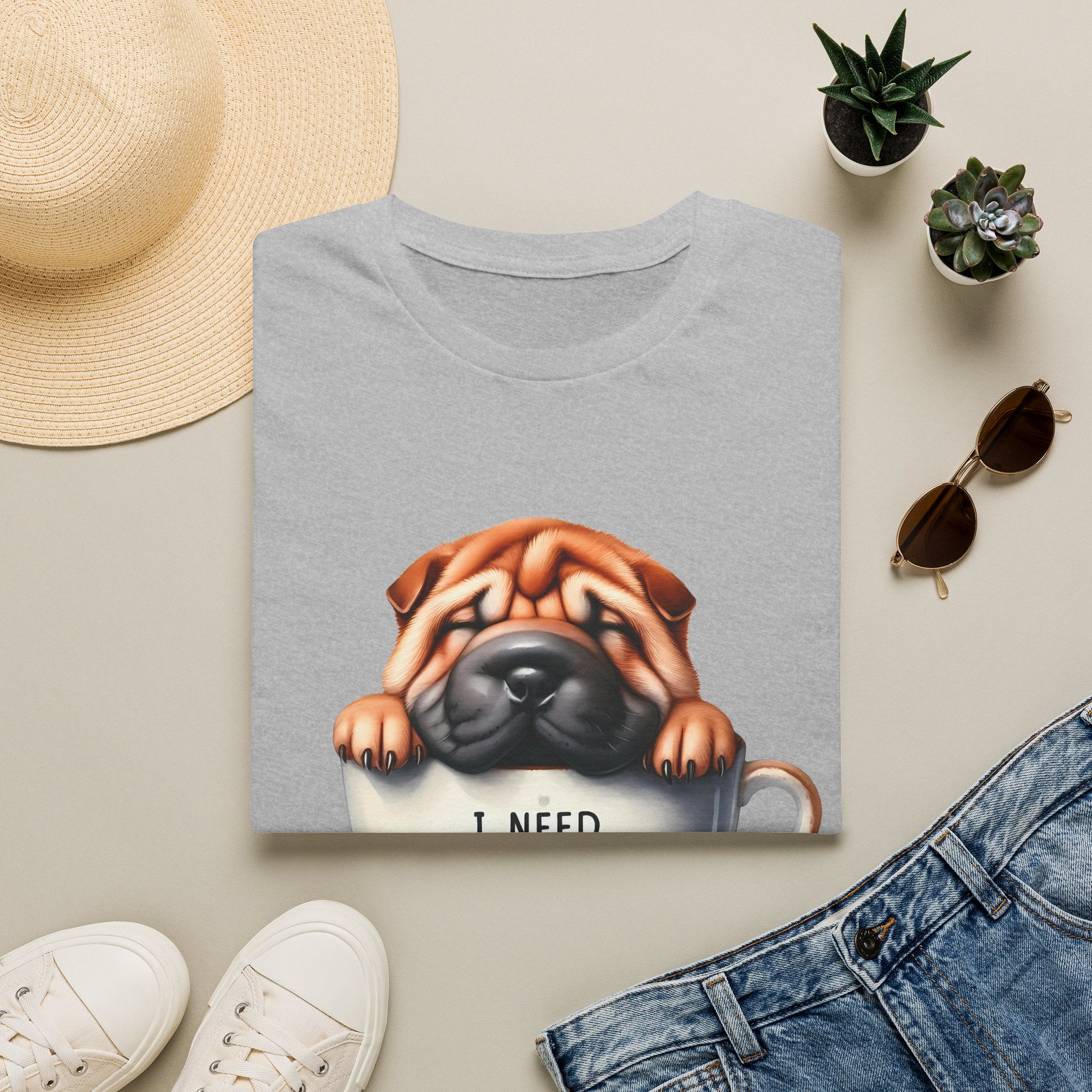 Pug in Coffee Cup T-Shirt | I Need Coffee Puppy Tee