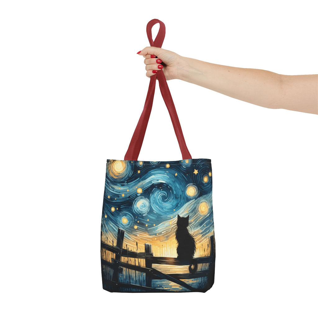 Starry Night Cat Tote | Van Gogh Inspired Swirling Sky Bag