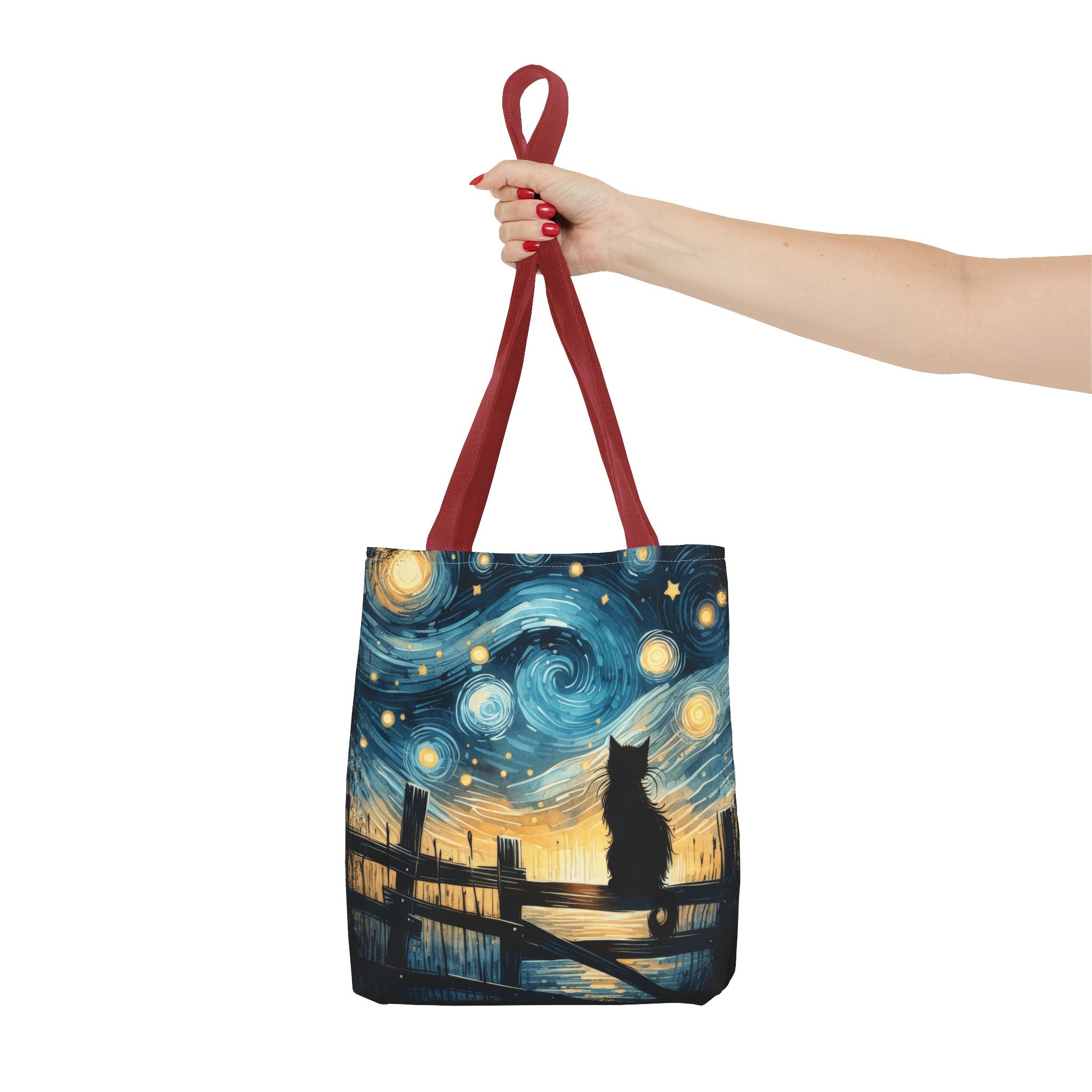 Starry Night Cat Tote | Van Gogh Inspired Swirling Sky Bag