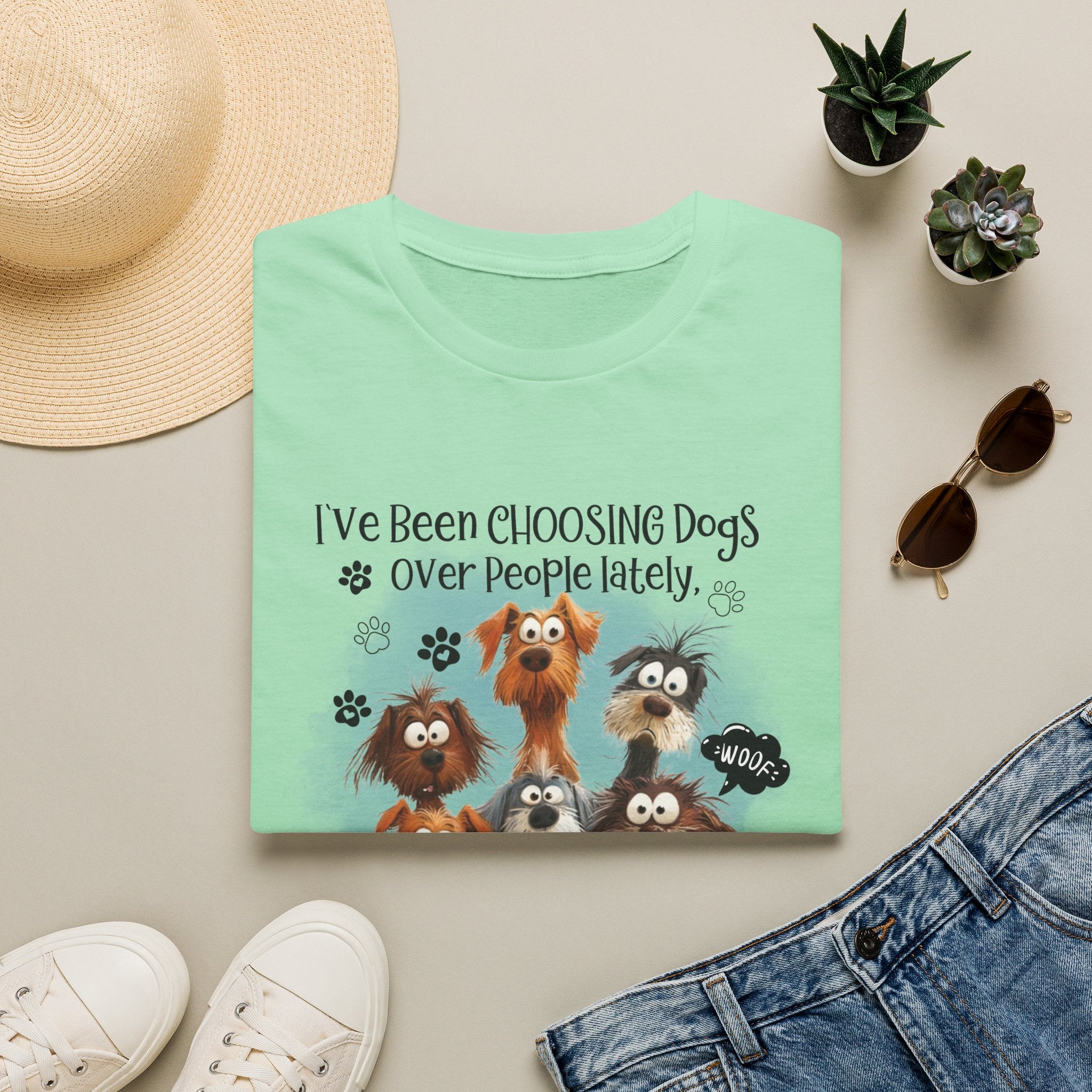 Choosing Dogs Over People T-Shirt | Cute Cartoon Dogs, Paw Print Design