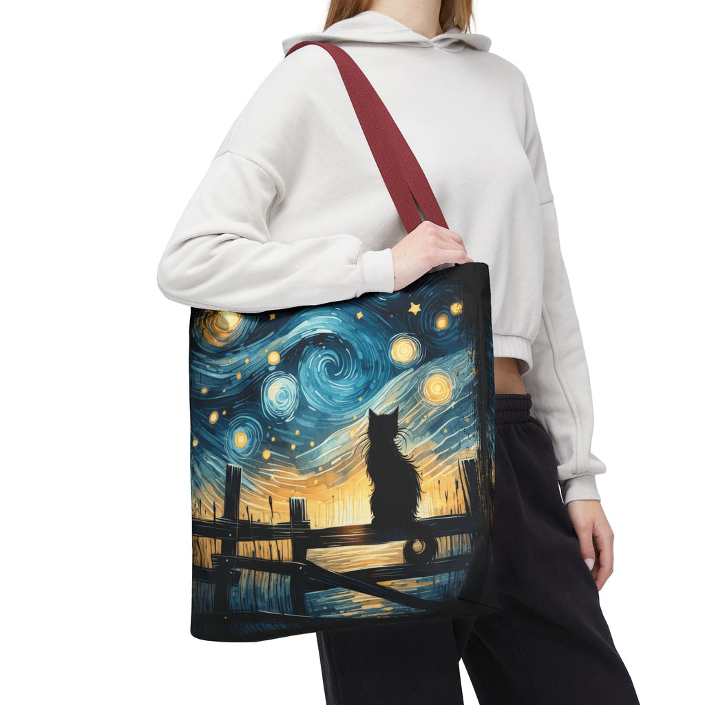 Starry Night Cat Tote | Van Gogh Inspired Swirling Sky Bag