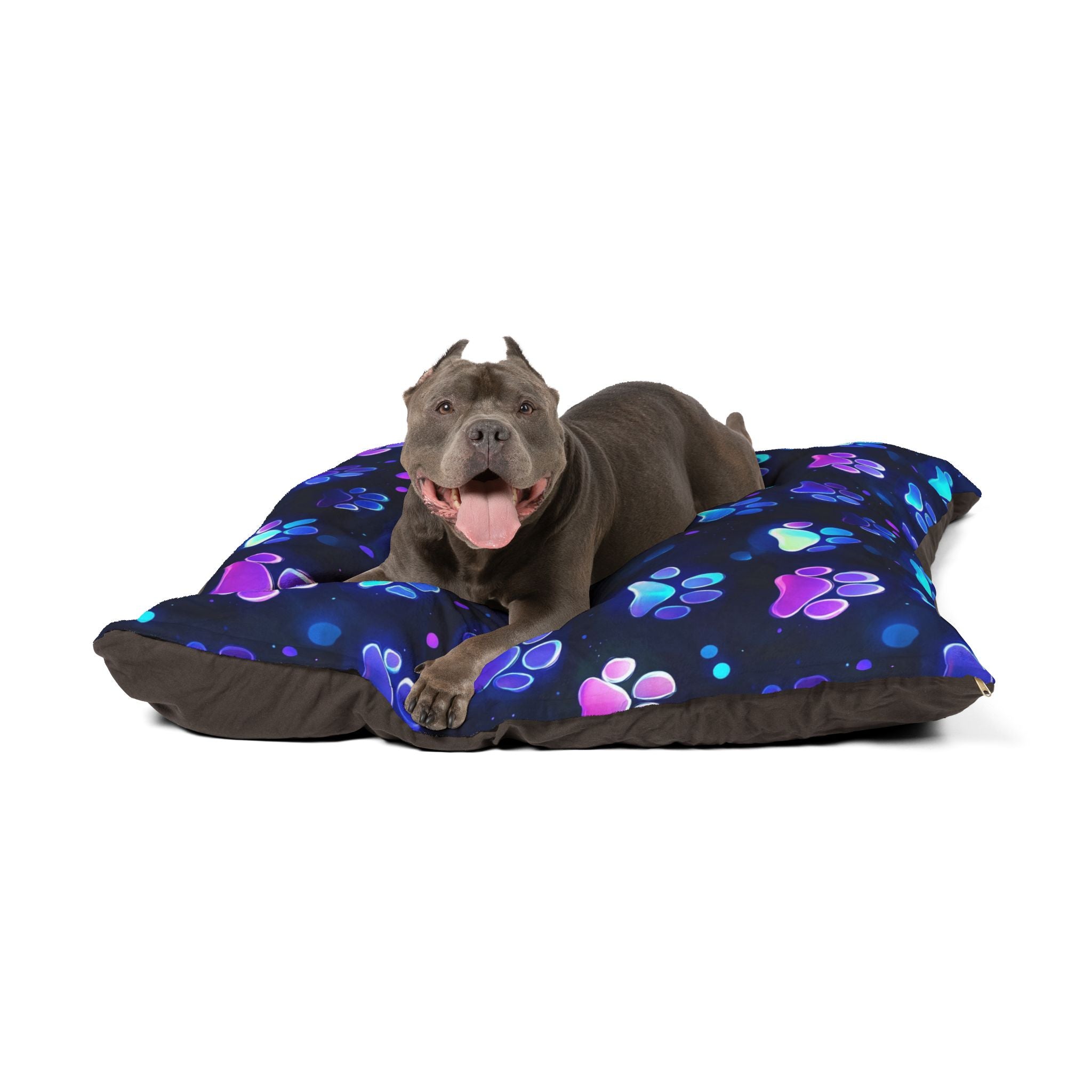 Neon Paw Print Pet Bed | Glow Paw Pattern Pillow Cushion