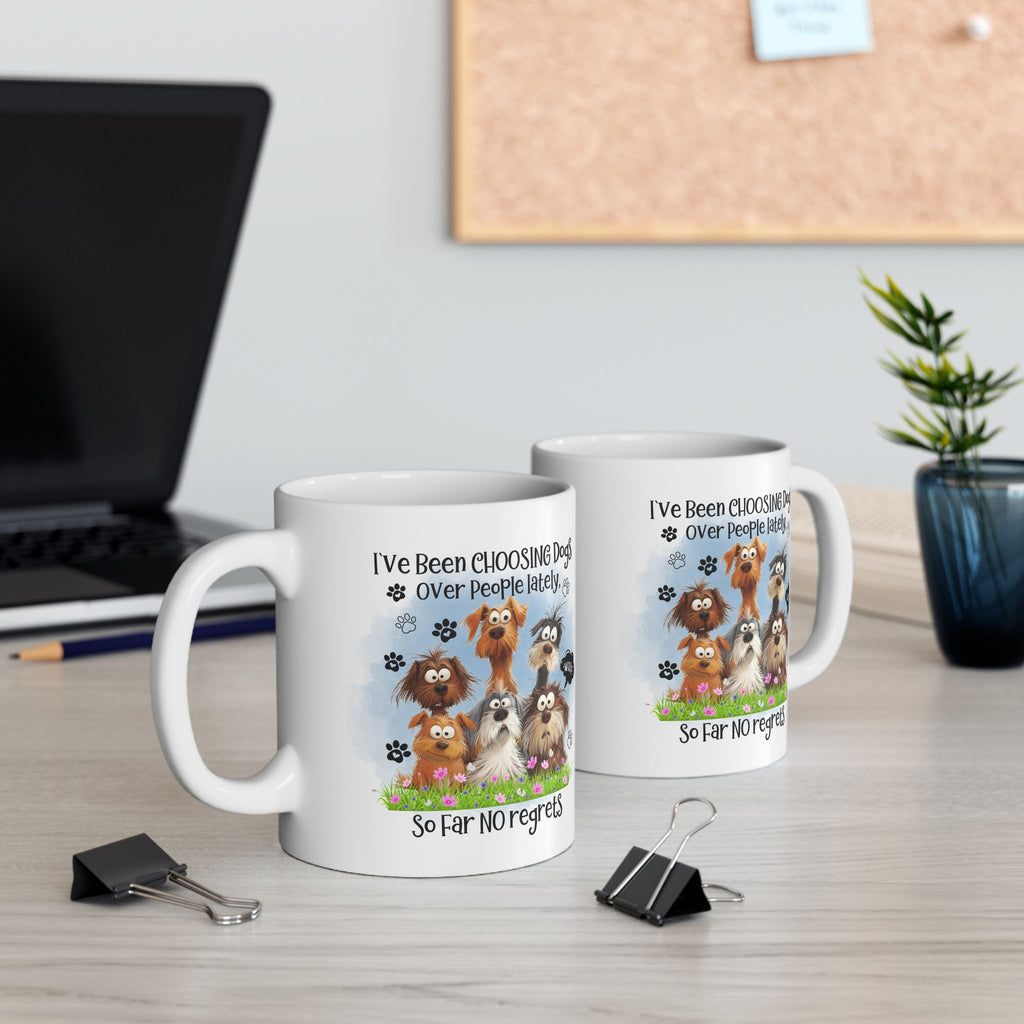 I've Been Owned by Dogs Mug | Cute Paw Print Dog Stack Ceramic Mug