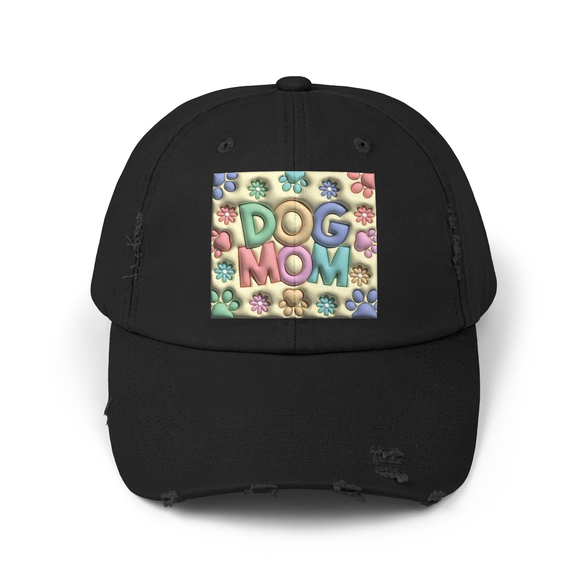 Dog Mom pastel paw print Hat | Distressed Dad Cap