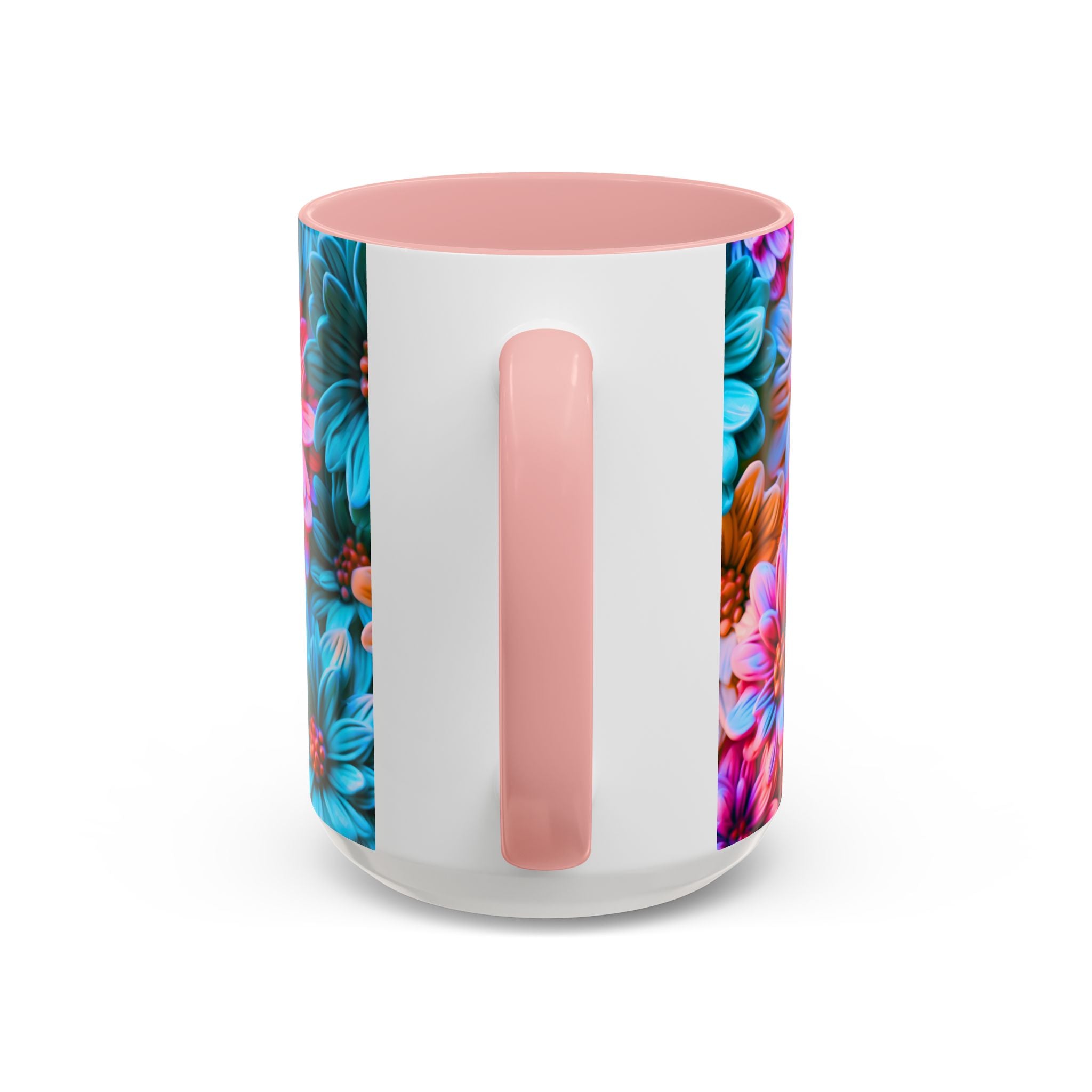 Vibrant Dahlia Floral Accent Mug | 11oz 15oz Ceramic Coffee Mug