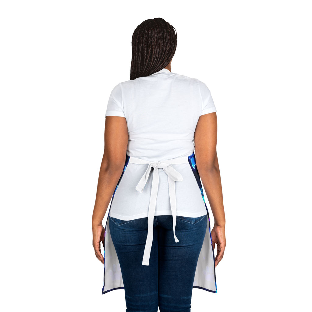 Neon Paw Prints Apron | Colorful Cat Dog Paws Pattern