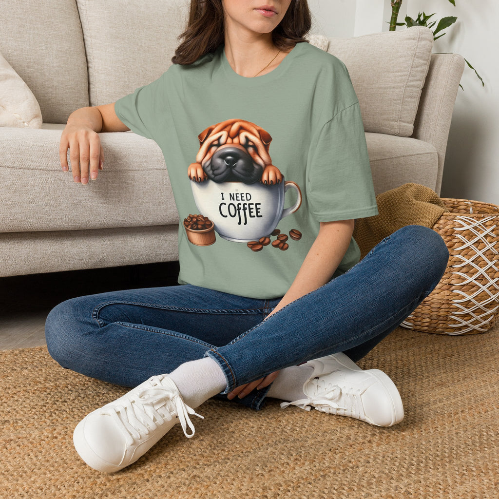 Pug in Coffee Cup T-Shirt | I Need Coffee Puppy Tee