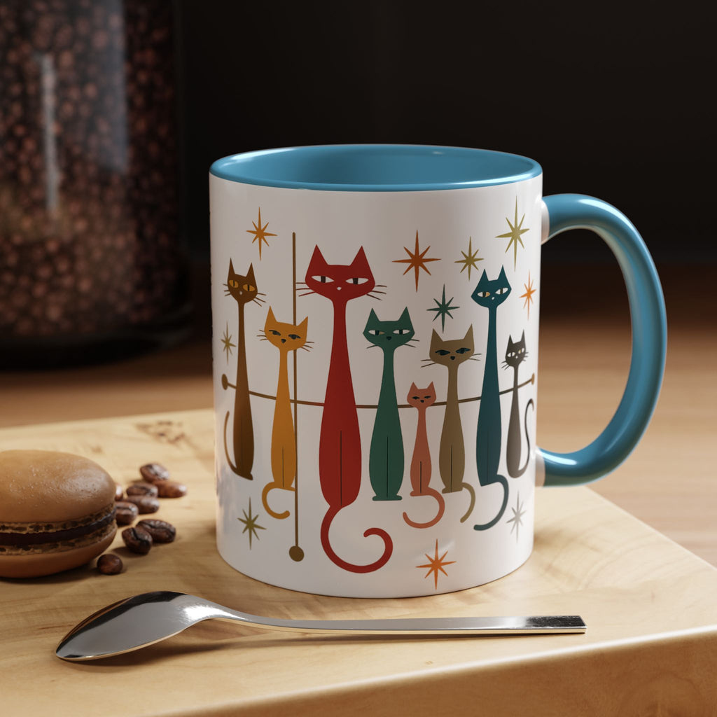 Retro Mid-Century Cats 1950s 1960s Accent Coffee Mug | 11oz 15oz