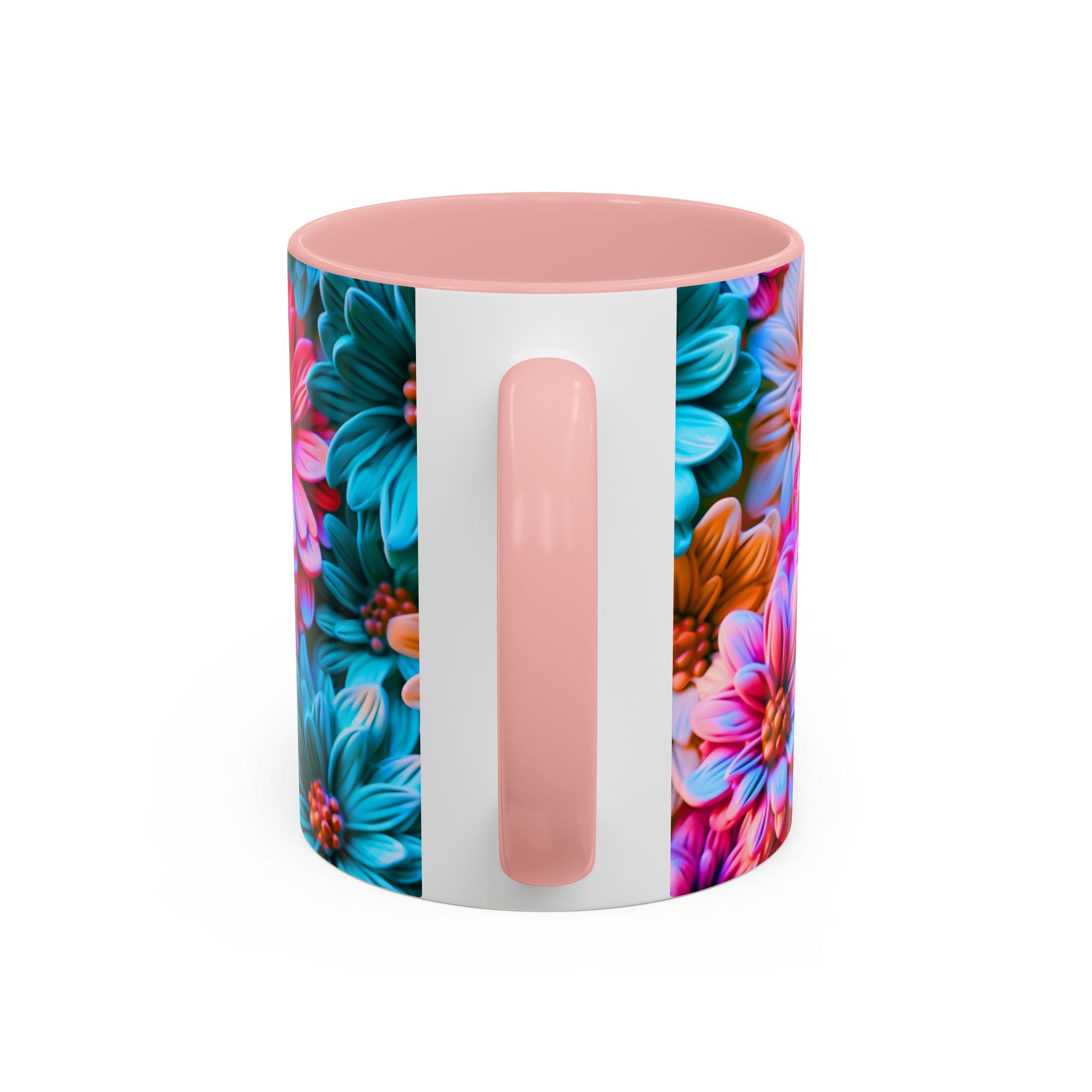 Vibrant Dahlia Floral Accent Mug | 11oz 15oz Ceramic Coffee Mug