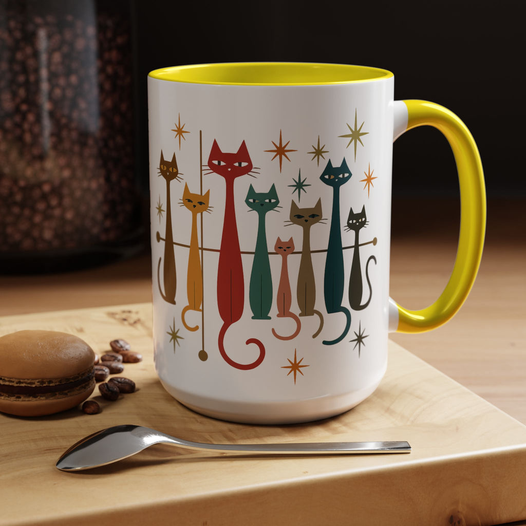 Retro Mid-Century Cats 1950s 1960s Accent Coffee Mug | 11oz 15oz