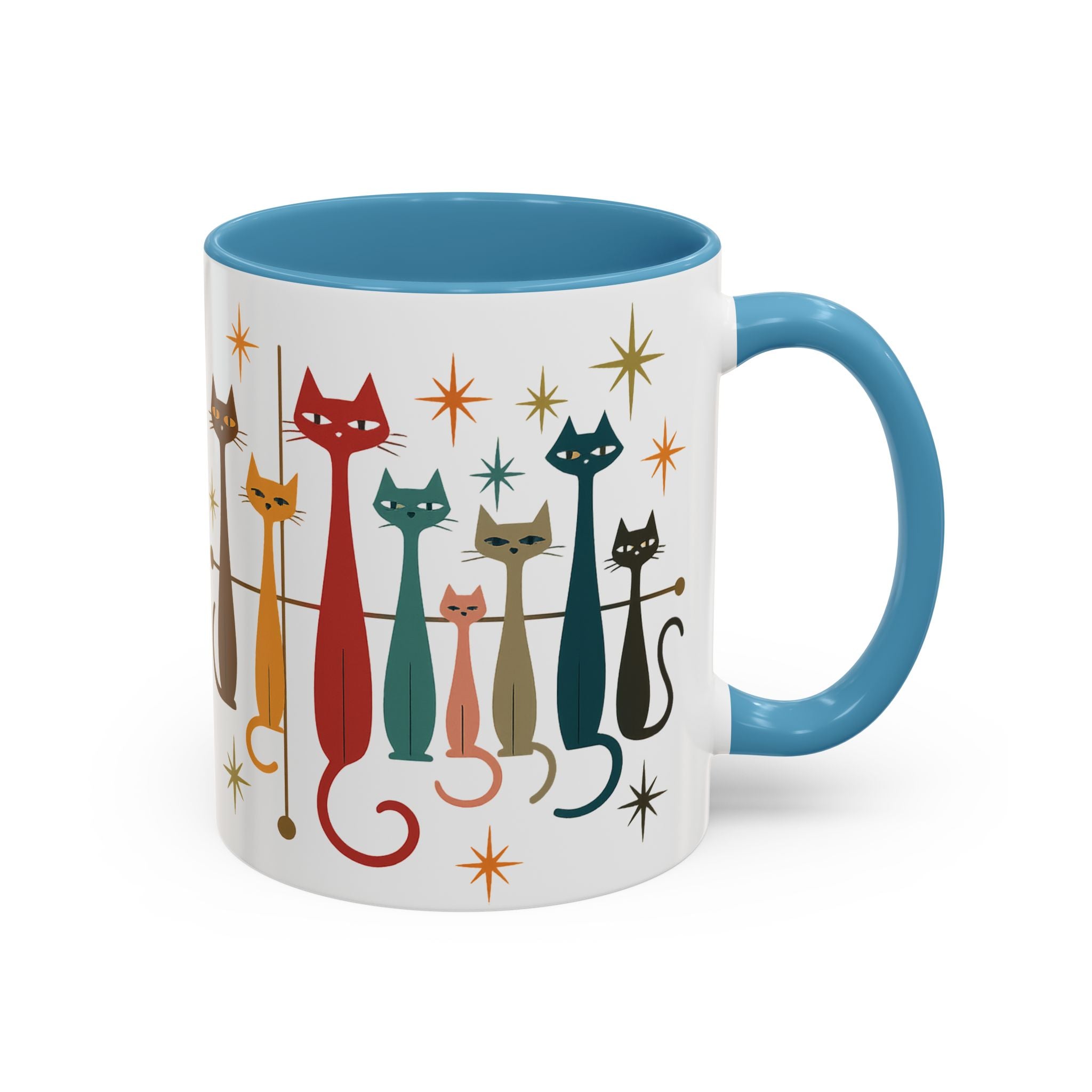 Retro Mid-Century Cats 1950s 1960s Accent Coffee Mug | 11oz 15oz