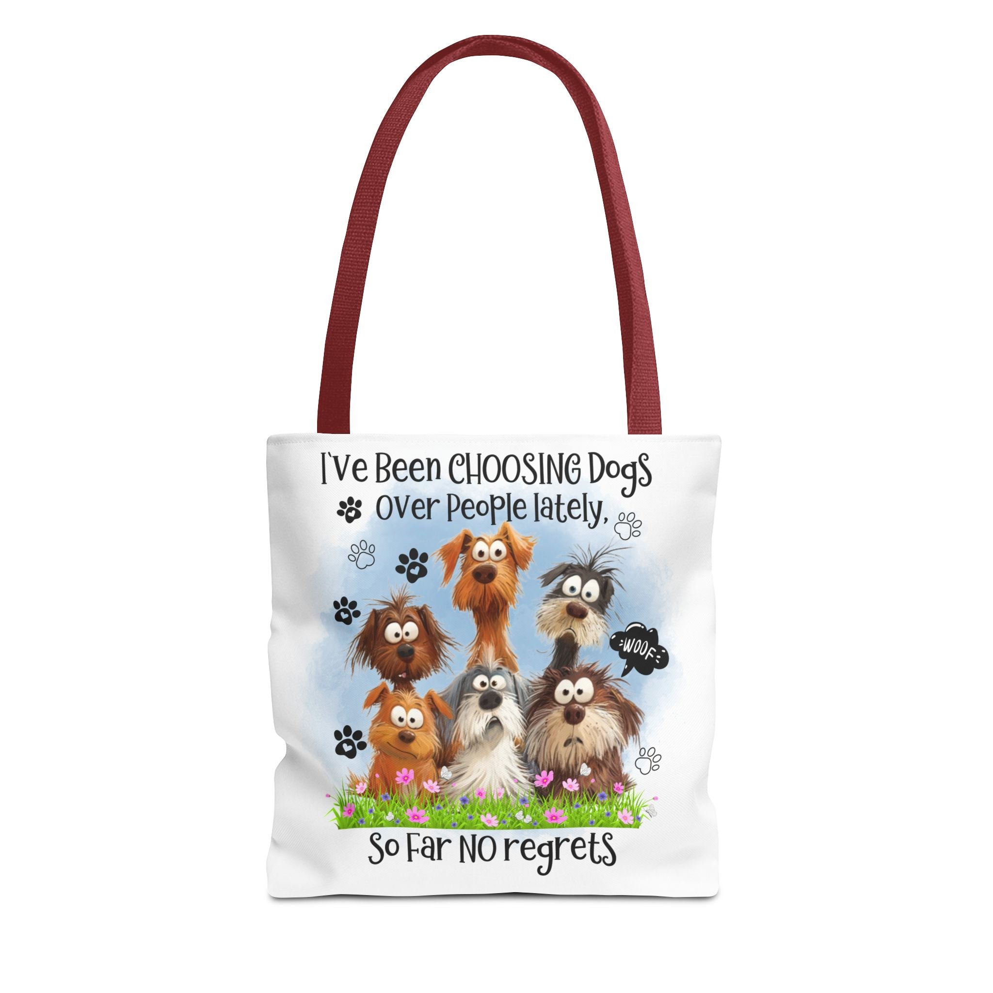 Choosing Dogs Over People Tote Bag | Cute Cartoon Dogs, Paw Print Design