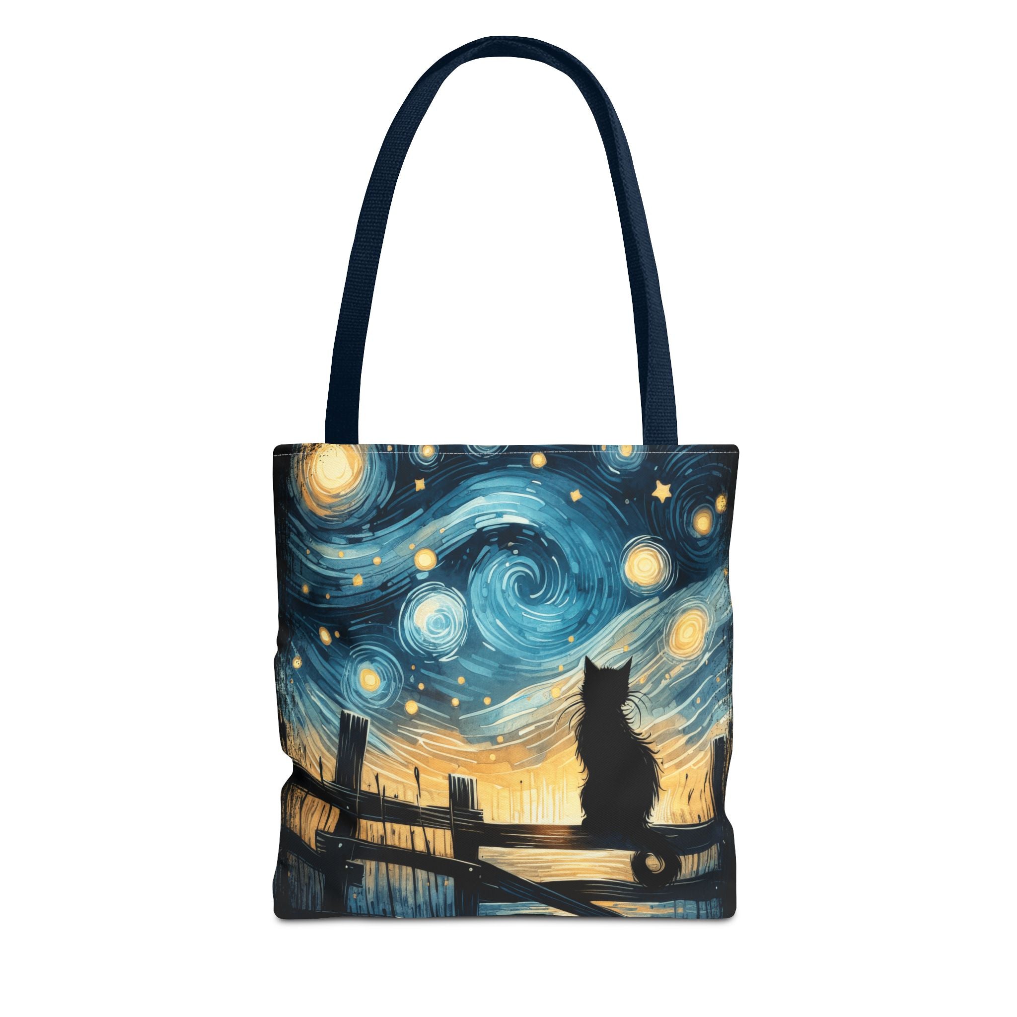 Starry Night Cat Tote | Van Gogh Inspired Swirling Sky Bag