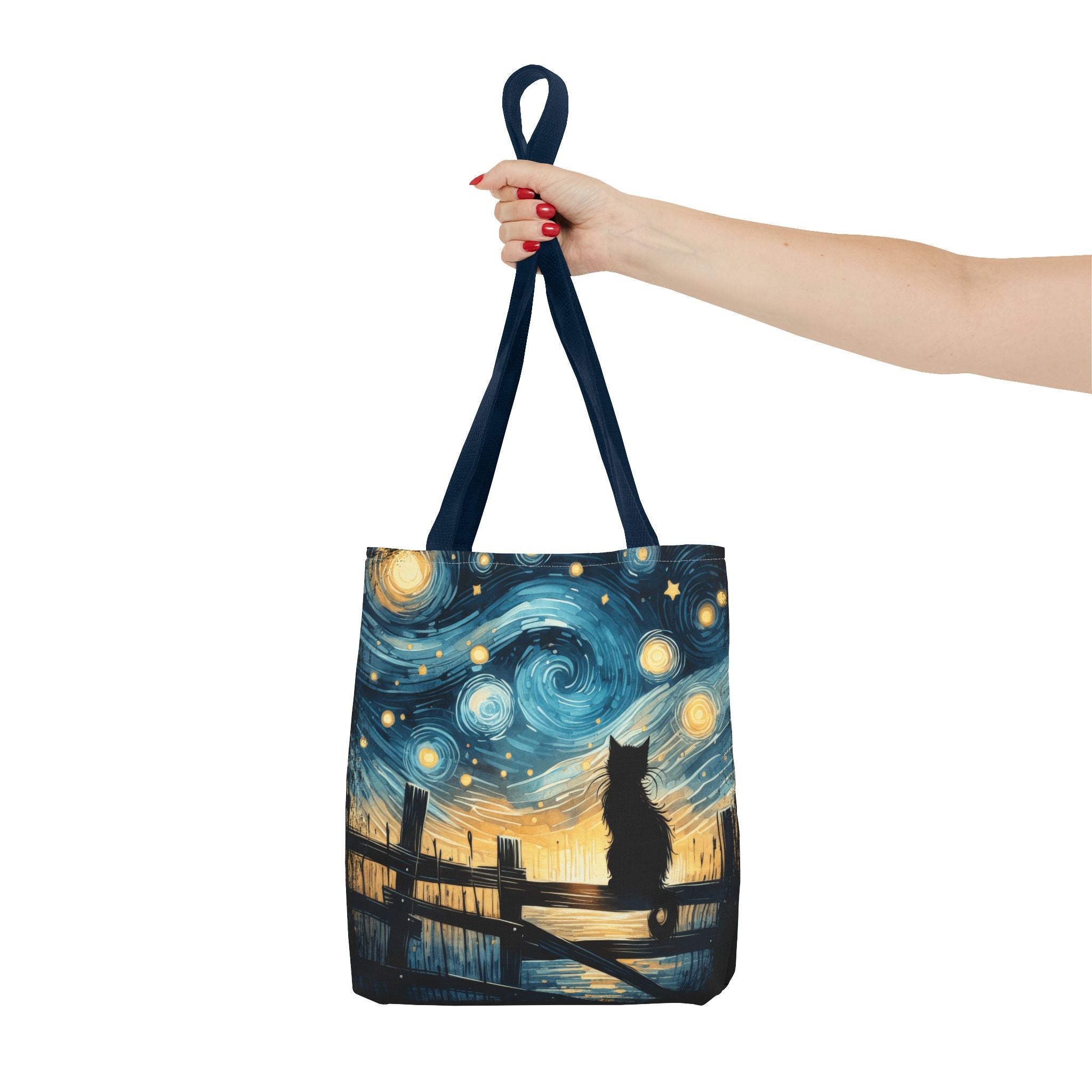 Starry Night Cat Tote | Van Gogh Inspired Swirling Sky Bag