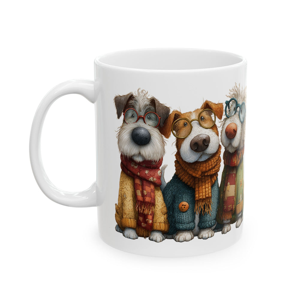 Whimsical Dog with Glasses and Scarf Mug | Ceramic Coffee Cup