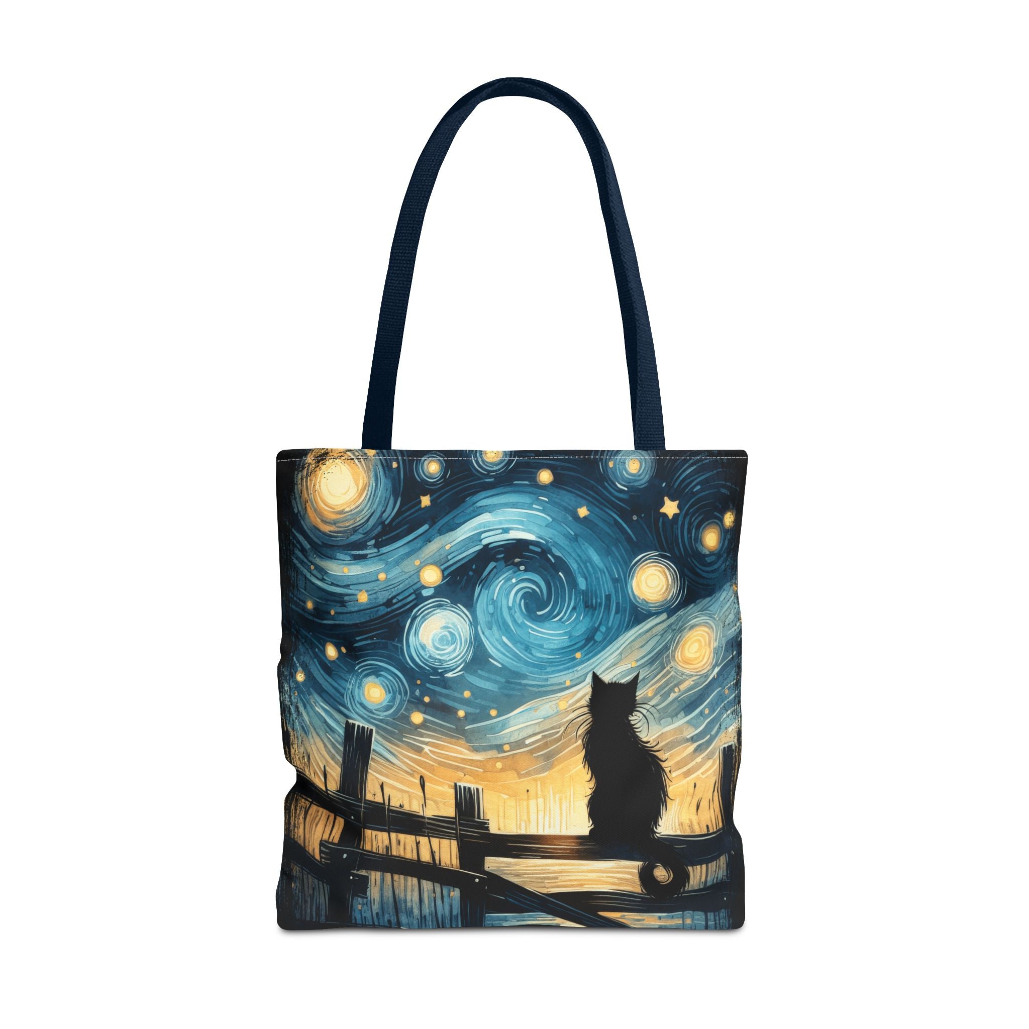 Starry Night Cat Tote | Van Gogh Inspired Swirling Sky Bag