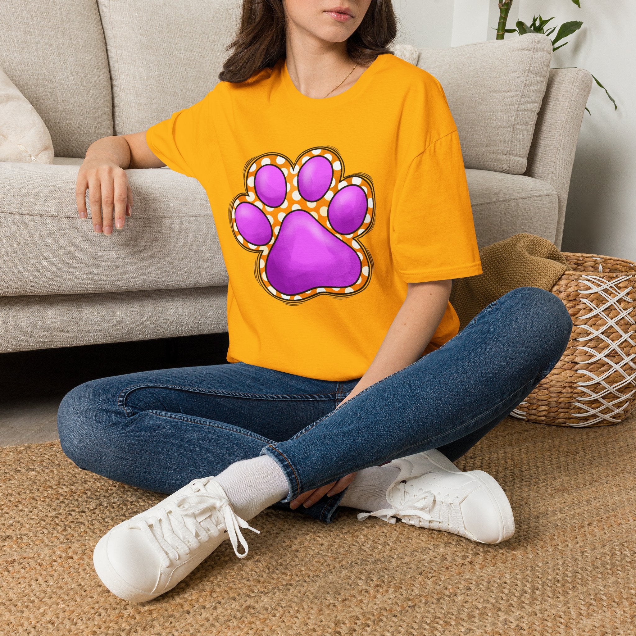 Pink Paw Print T-Shirt | Cute Animal Paw Graphic Tee