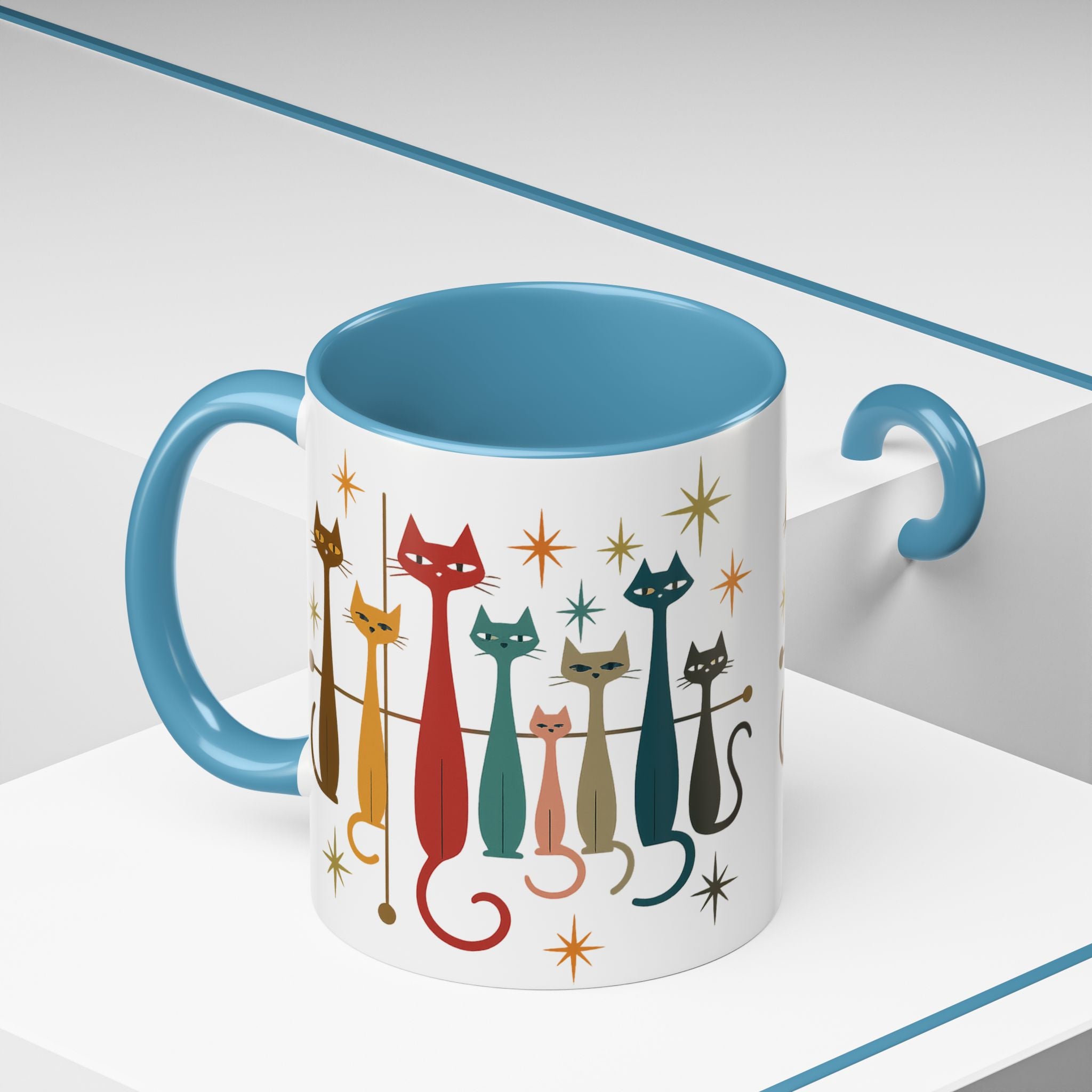 Retro Mid-Century Cats 1950s 1960s Accent Coffee Mug | 11oz 15oz
