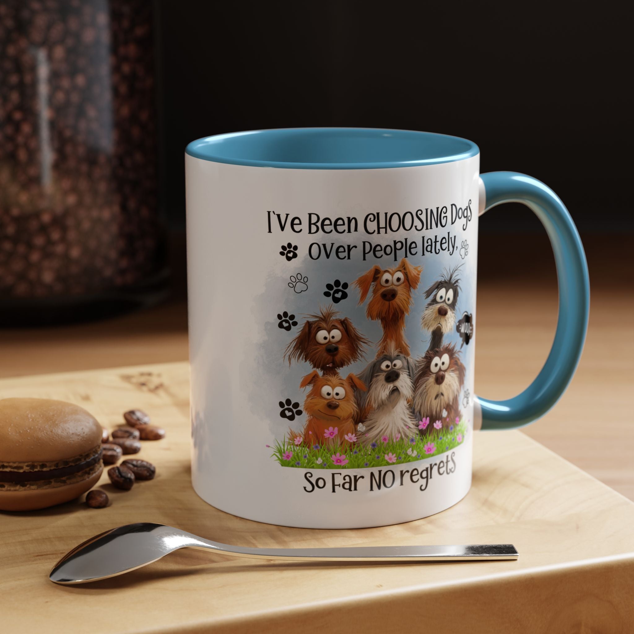 Choosing Dogs Over People Mug | Funny Cute Cartoon Dogs, 11oz 15oz Accent Coffee Mug
