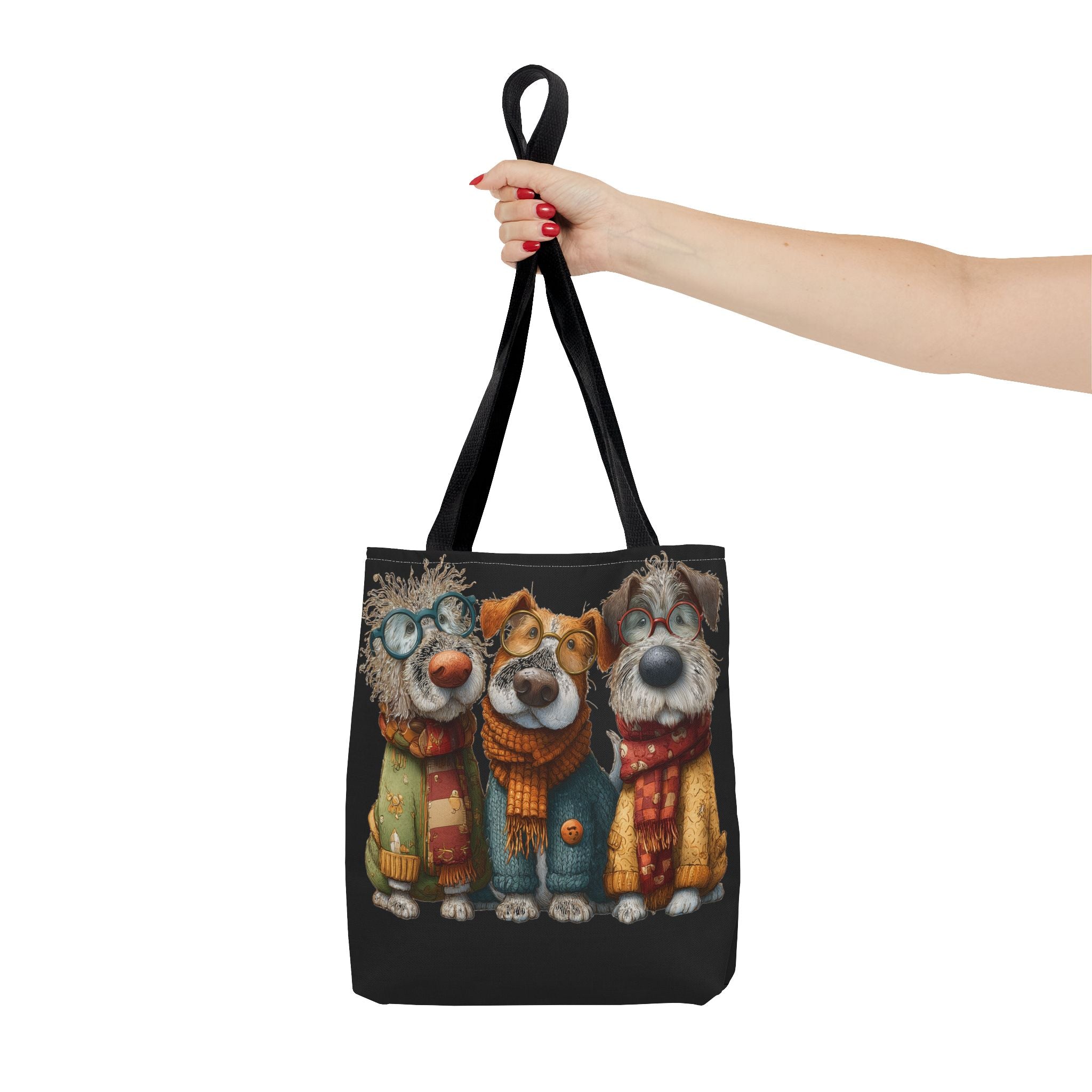 Three Cozy Dogs Tote Bag | Cute Winter Dogs Illustration