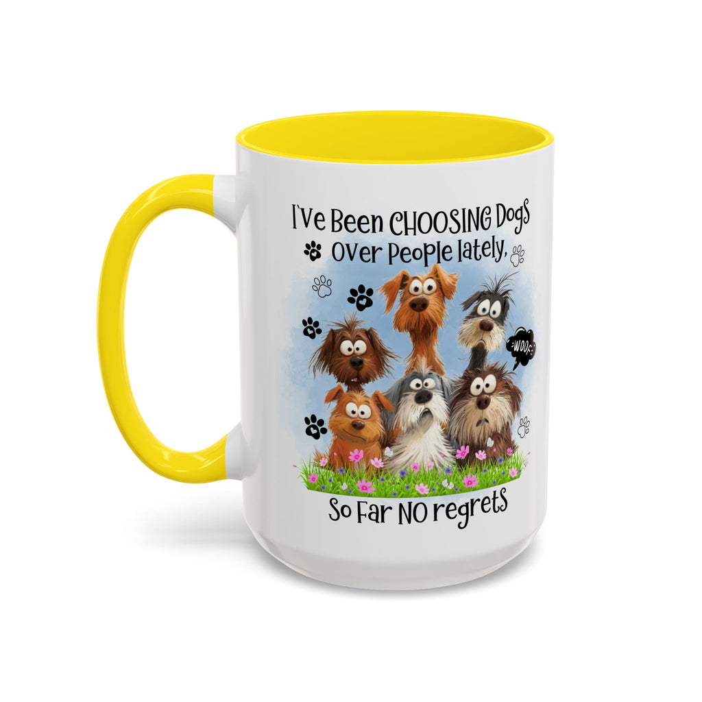 Choosing Dogs Over People Mug | Funny Cute Cartoon Dogs, 11oz 15oz Accent Coffee Mug