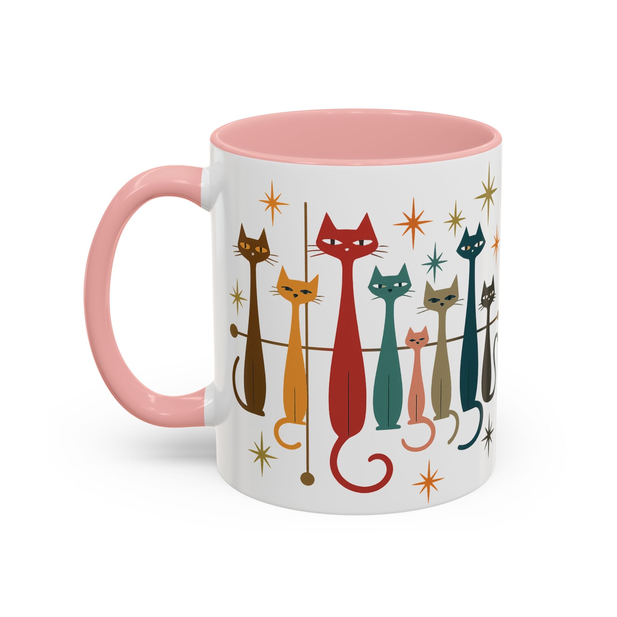 Retro Mid-Century Cats 1950s 1960s Accent Coffee Mug | 11oz 15oz