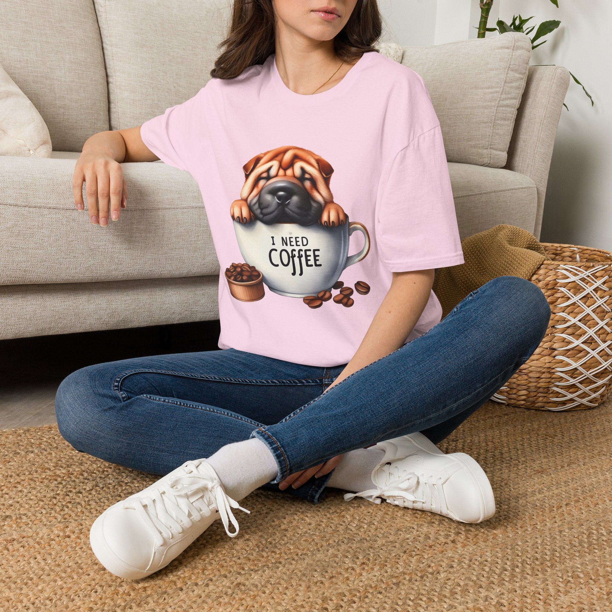 Pug in Coffee Cup T-Shirt | I Need Coffee Puppy Tee