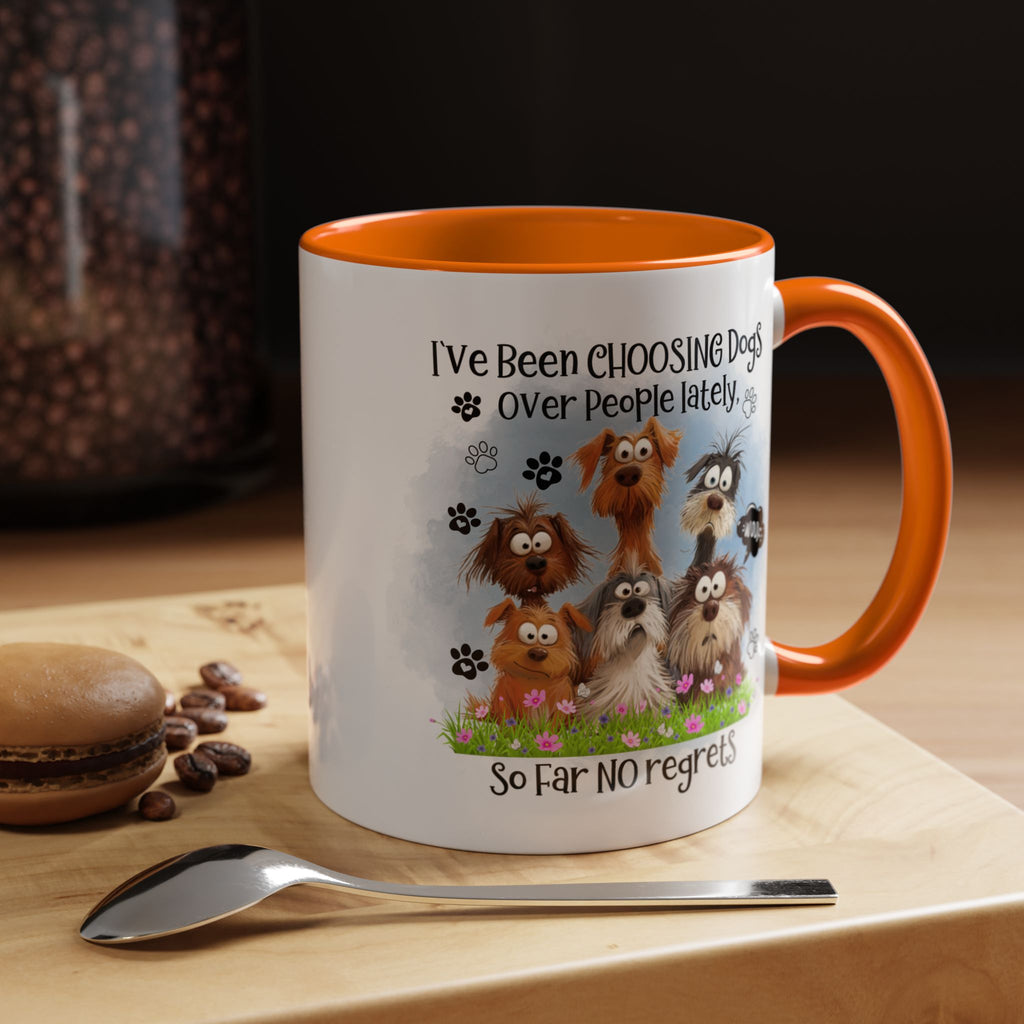Choosing Dogs Over People Mug | Funny Cute Cartoon Dogs, 11oz 15oz Accent Coffee Mug