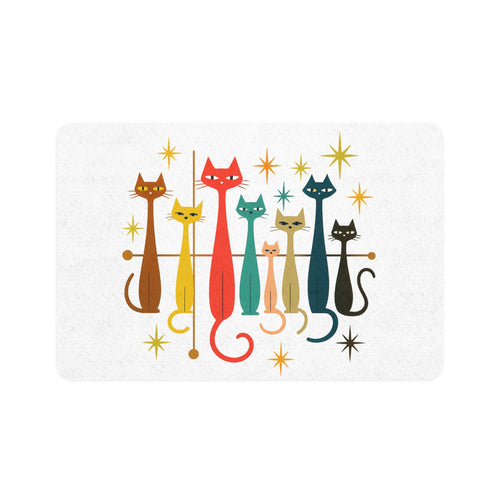 50s 60s  Retro Cats Pet Food Mat | 12x18 Cat Feeding Mat