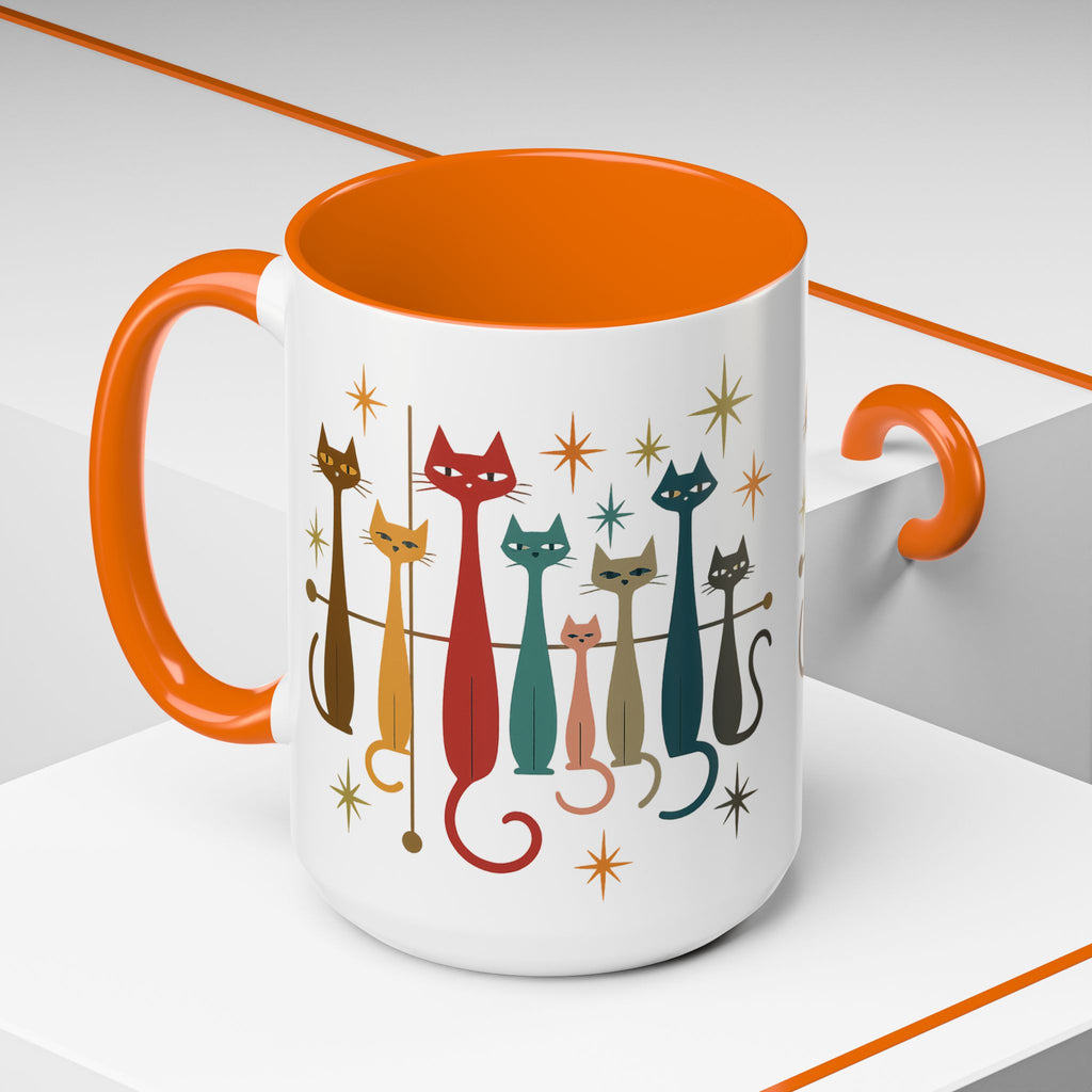 Retro Mid-Century Cats 1950s 1960s Accent Coffee Mug | 11oz 15oz
