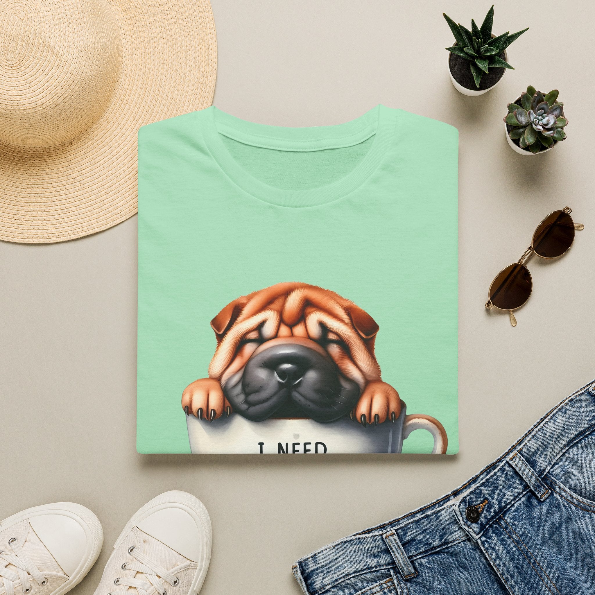 Pug in Coffee Cup T-Shirt | I Need Coffee Puppy Tee