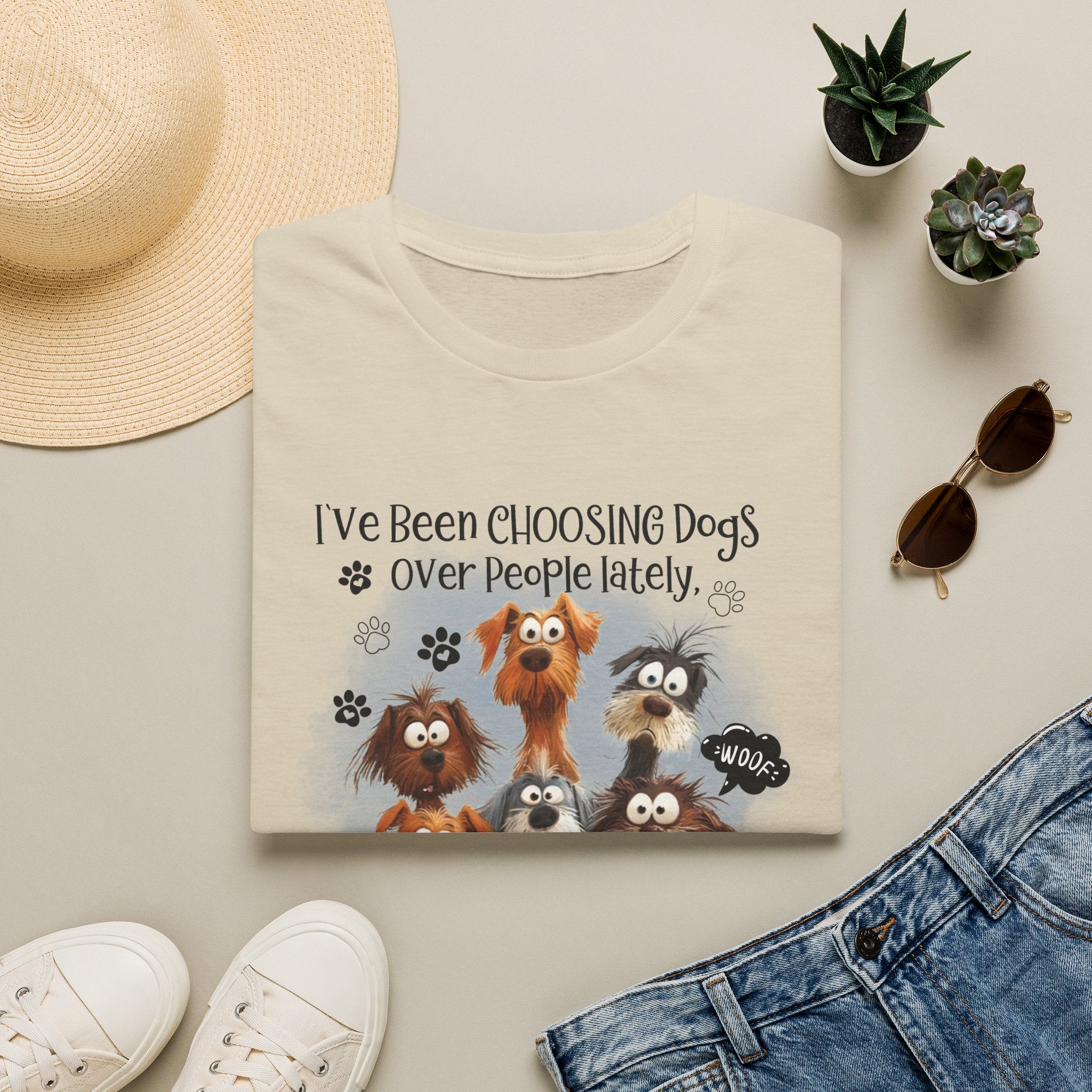 Choosing Dogs Over People T-Shirt | Cute Cartoon Dogs, Paw Print Design